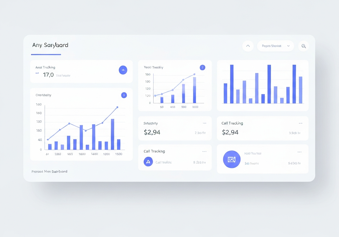 Dashboard showing growth charts and call tracking data