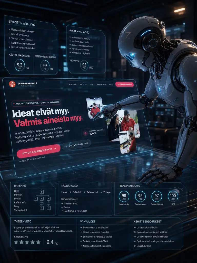 Tekoäly analysoi verkkosivustoa