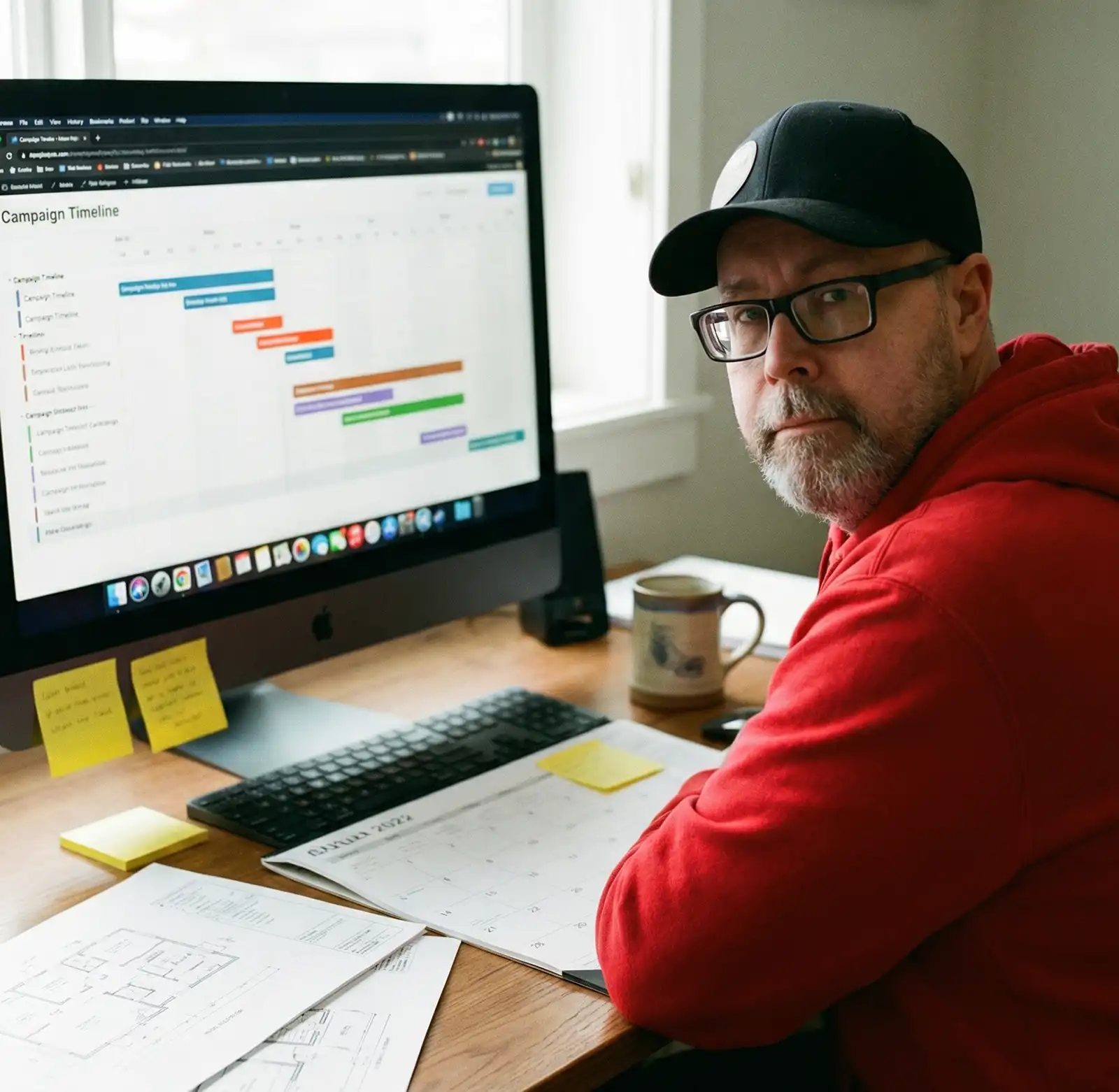 Janne työpöydän ääressä