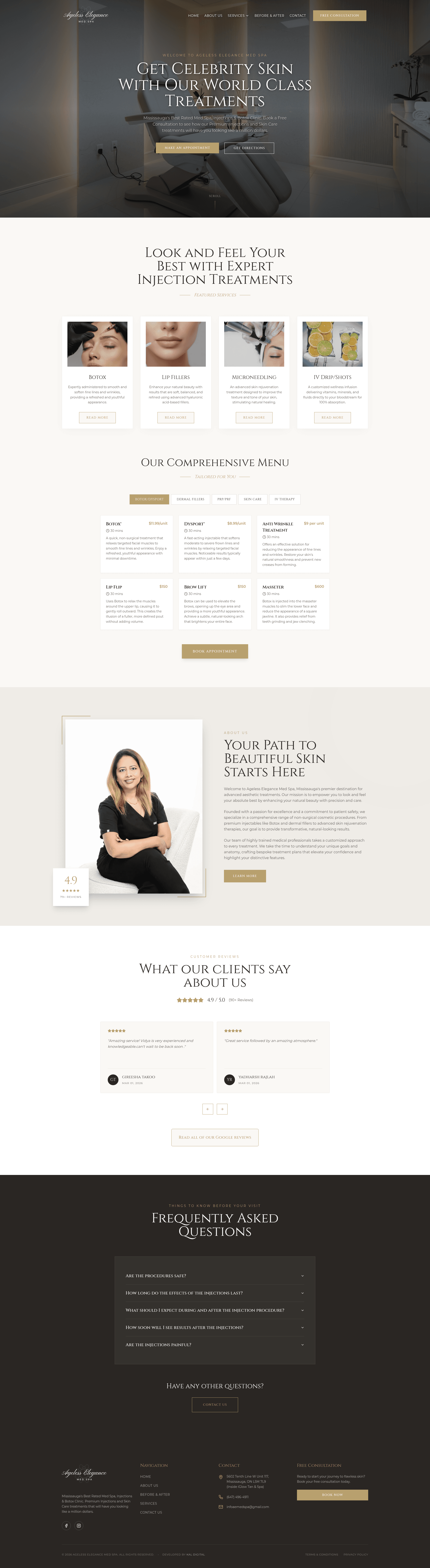 Ageless Elegance Med Spa website preview