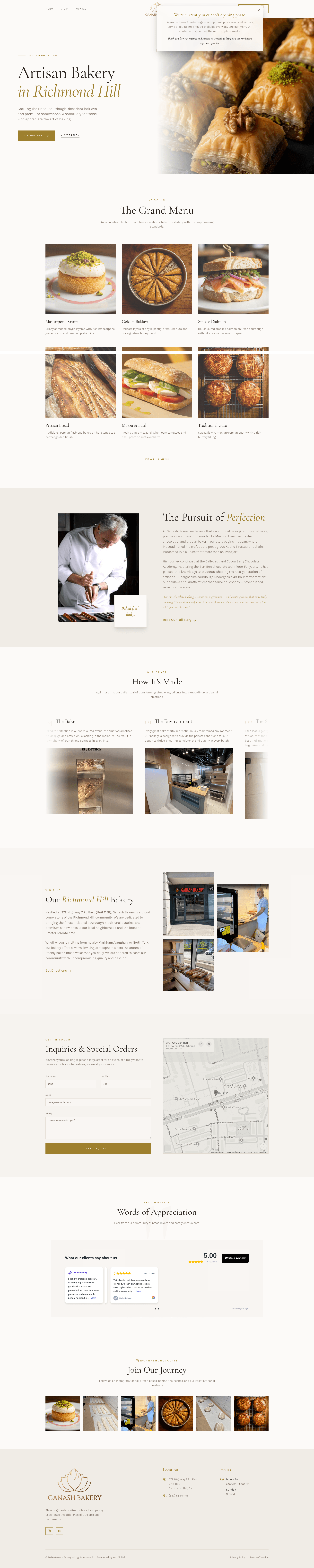 Ganash Bakery website preview