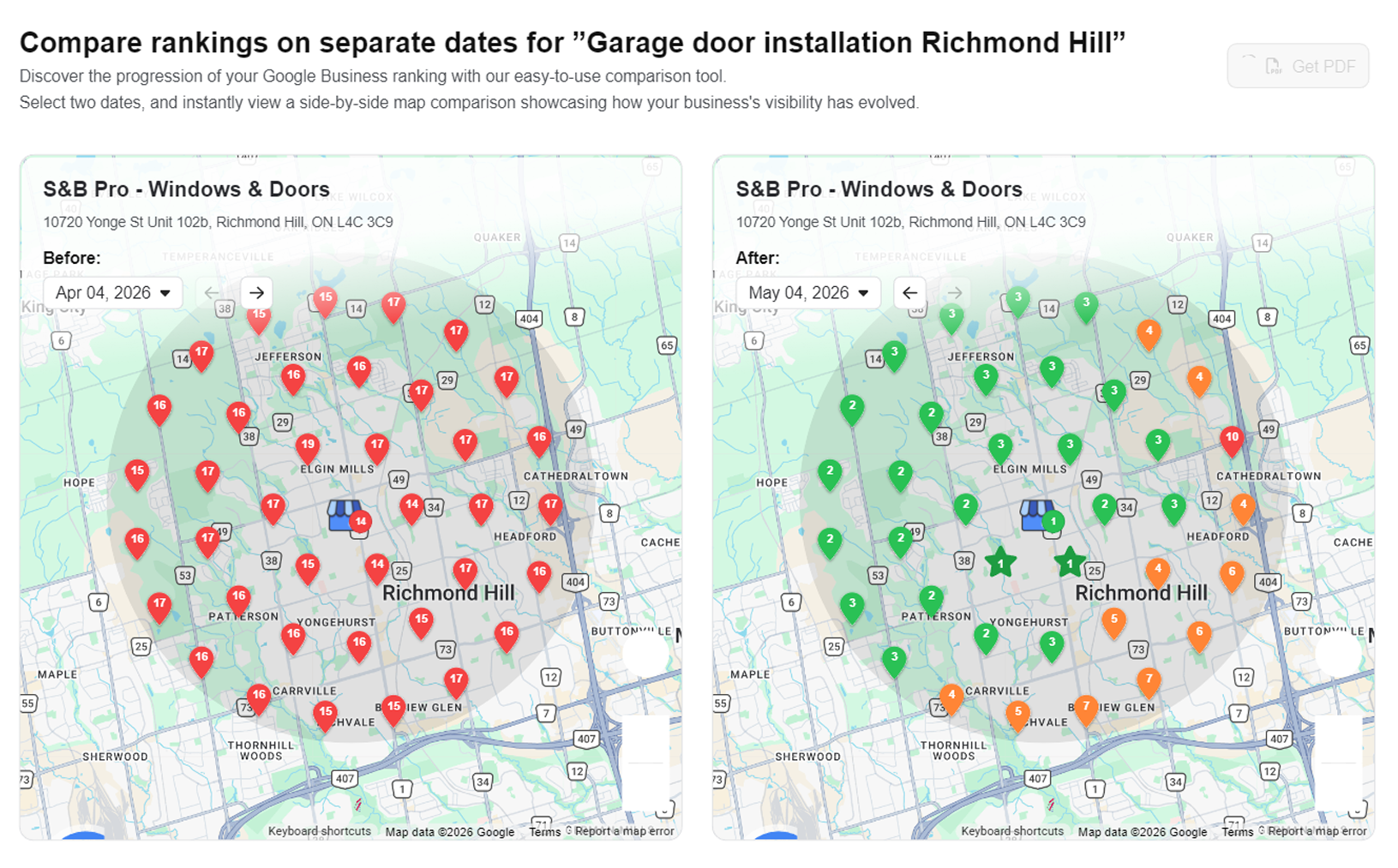 Local SEO Ranking Comparison Map