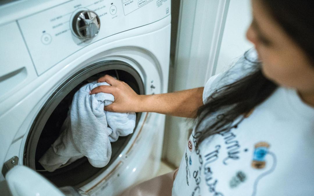 Person looking at washer