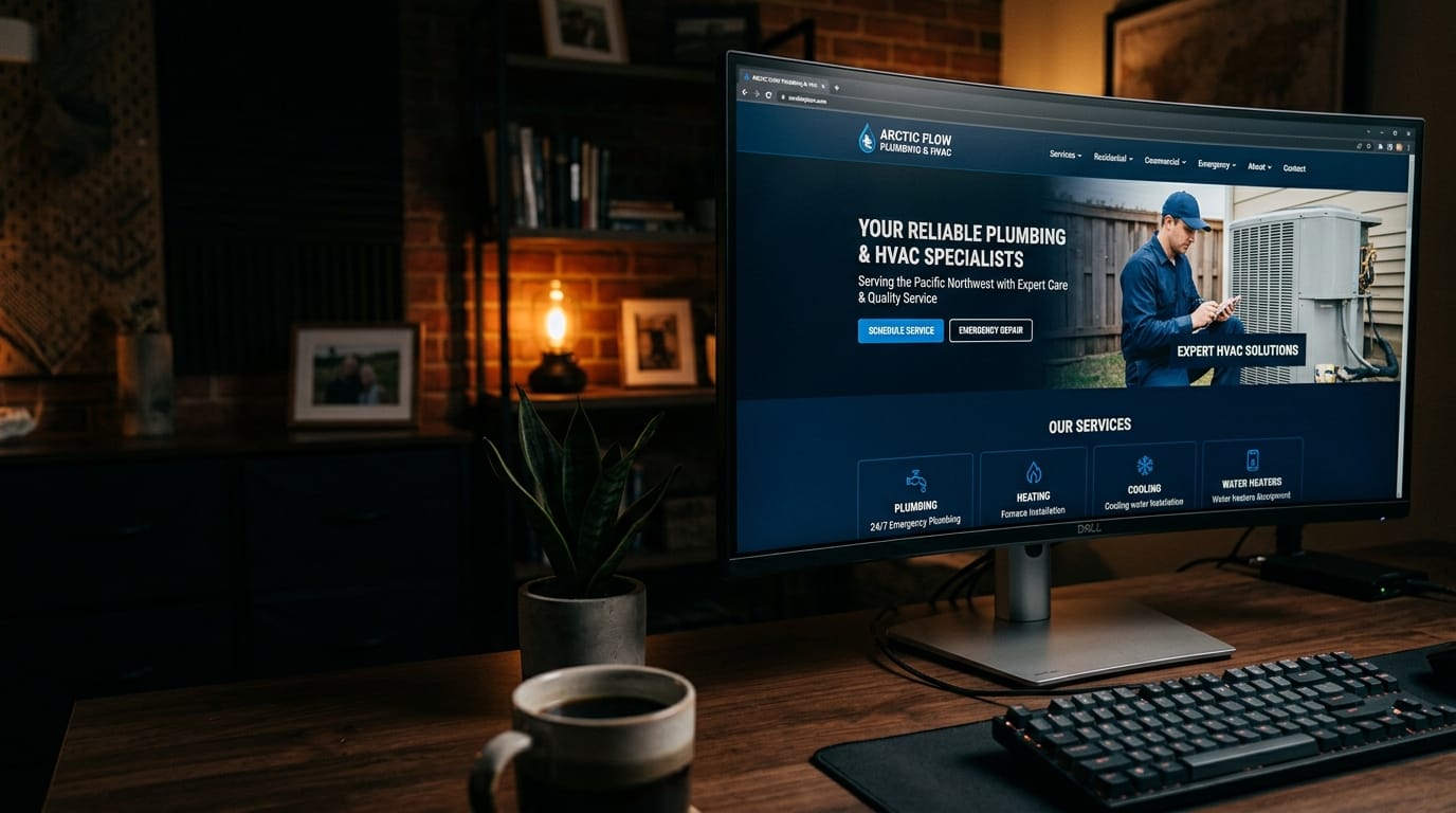 Desktop monitor showing a website
