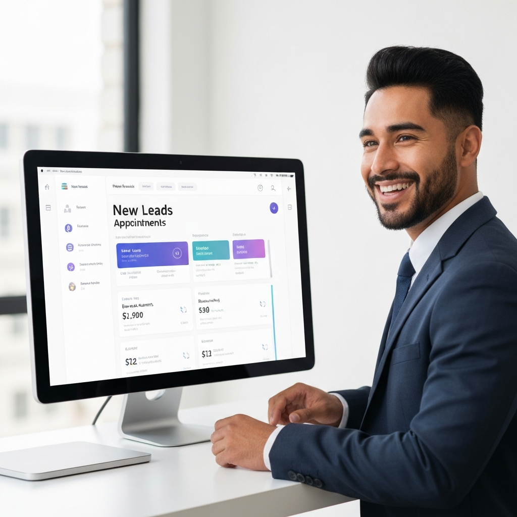 Small business owner using modern CRM