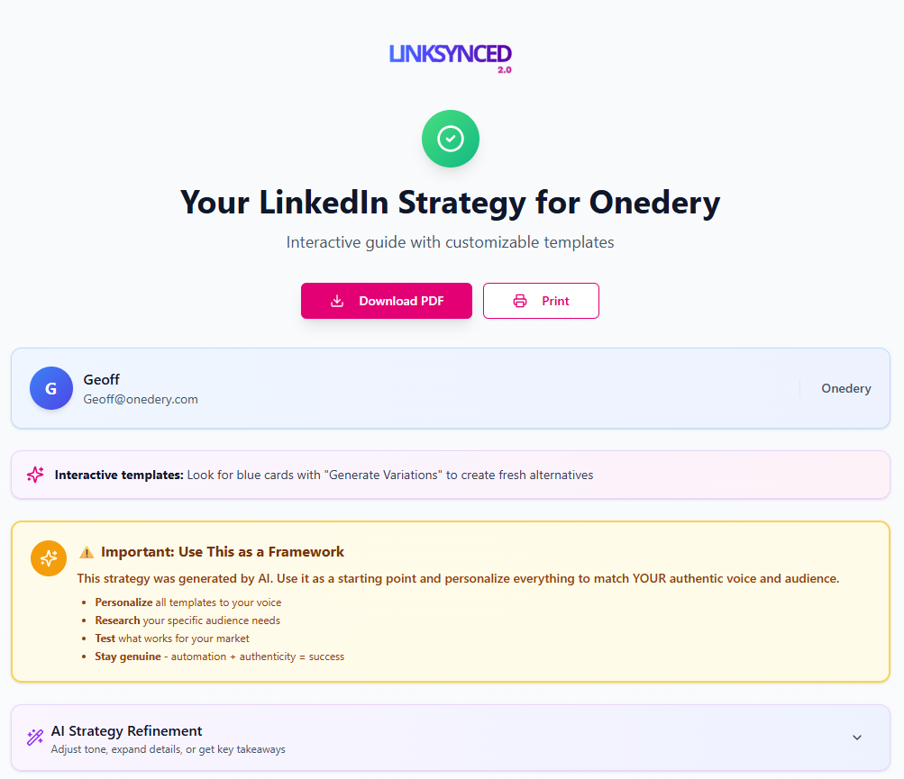 LinkedIn Strategy Builder
