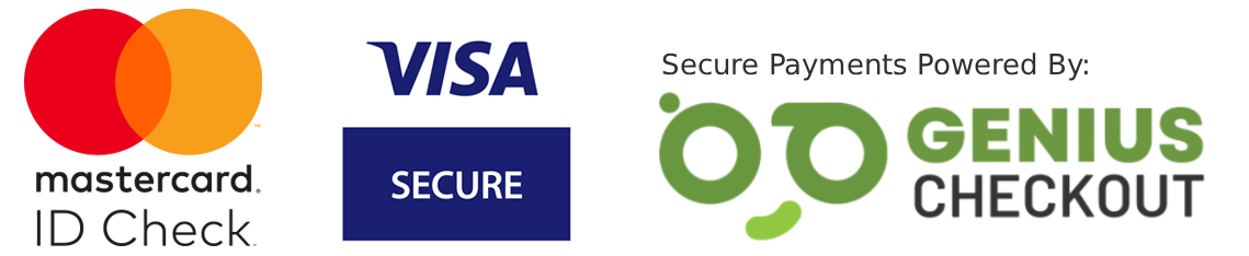 Secure payments accepted via Mastercard and Visa, powered by Genius Checkout
