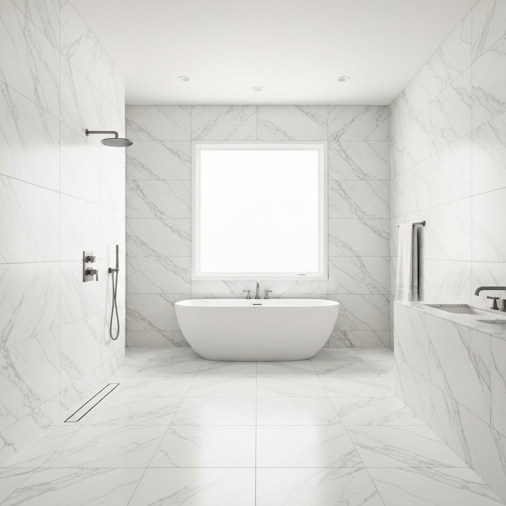 Luxury marble bathroom remodel by Anderson Contracting Solutions