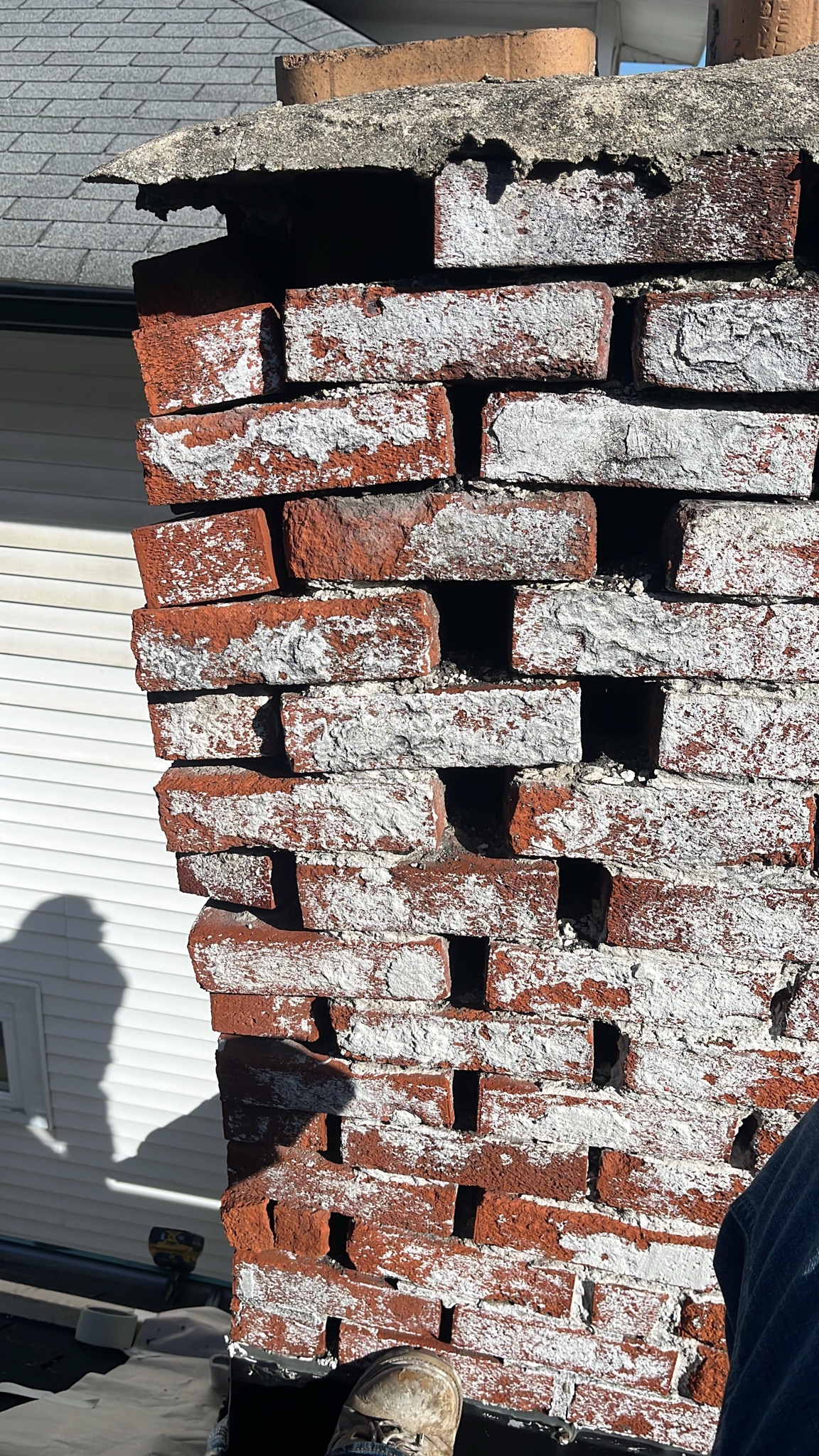 Chimney brick damage