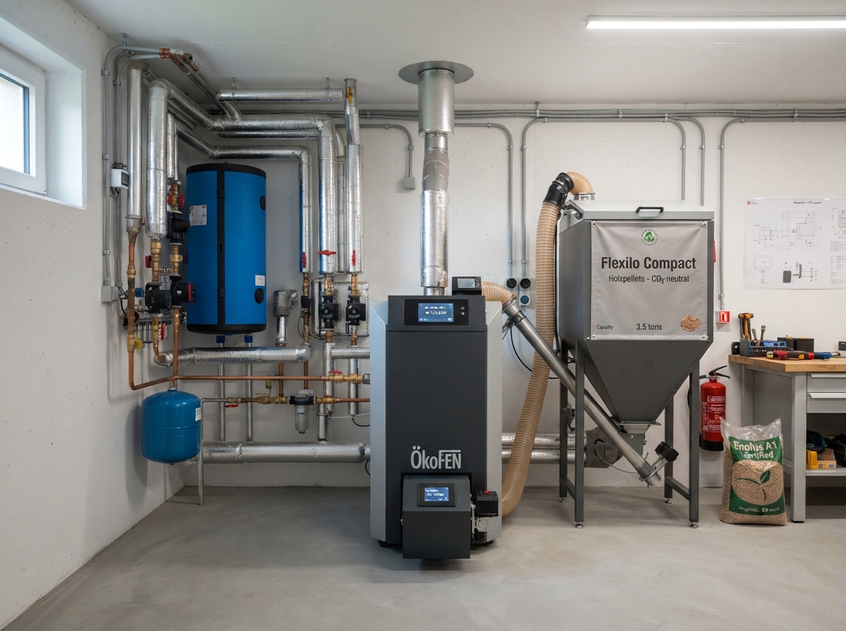 Pelletheizung Kessel Heitzer Wasser & Wärme