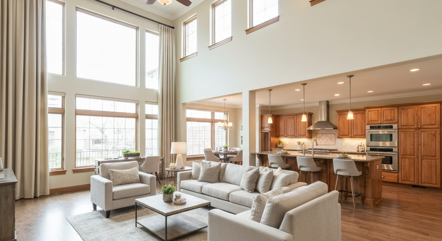 Bright staged living room