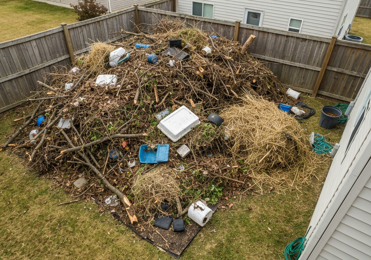 Renton Yard Debris Removal - Cluttered space before junk removal