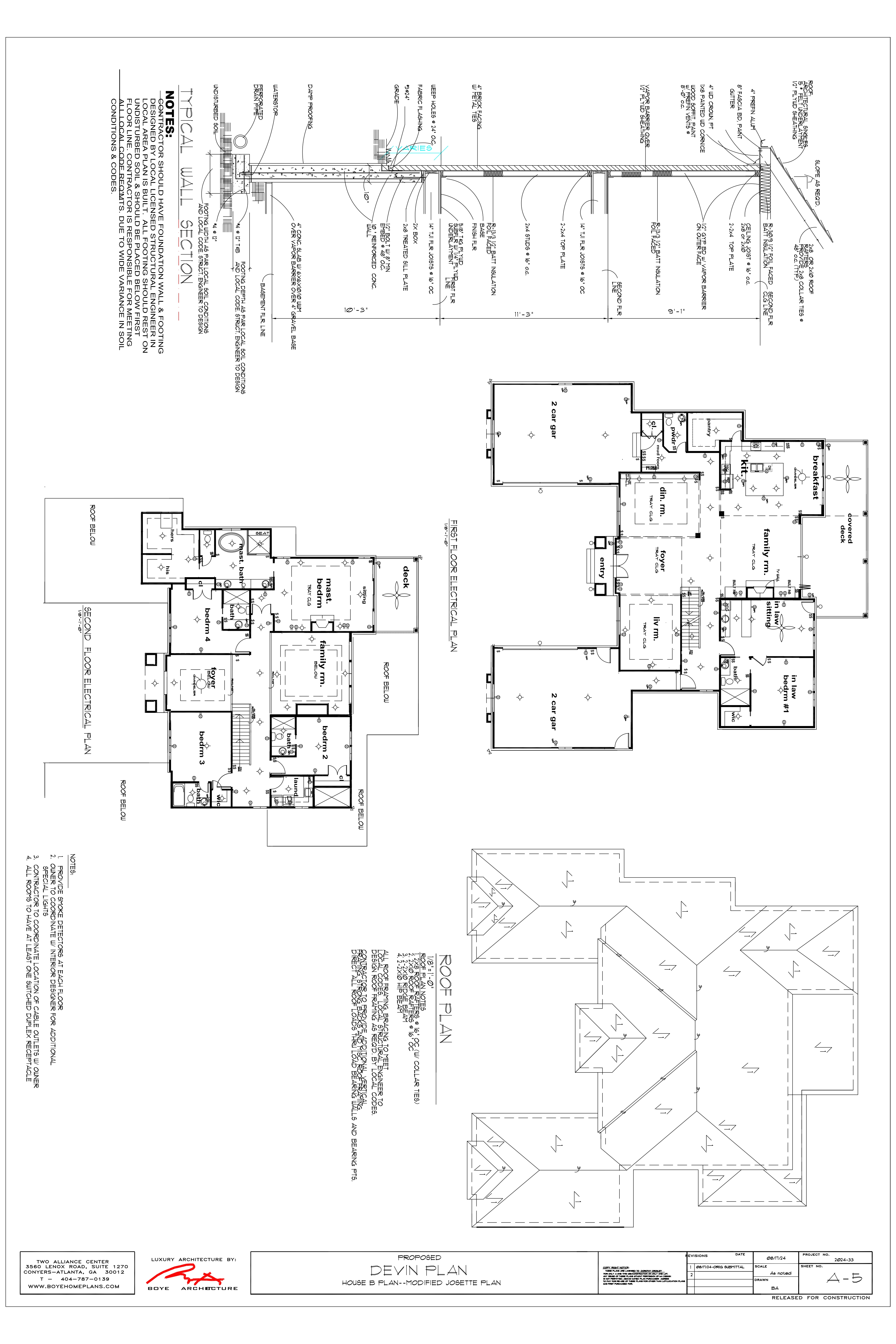 Devin Plan Roof Plan & Wall Section