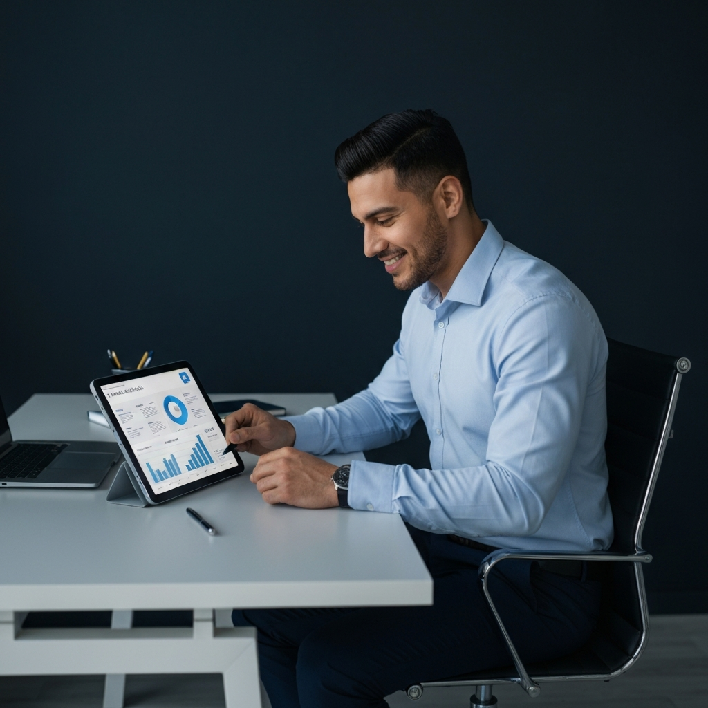 Business owner reviewing AI automation audit results