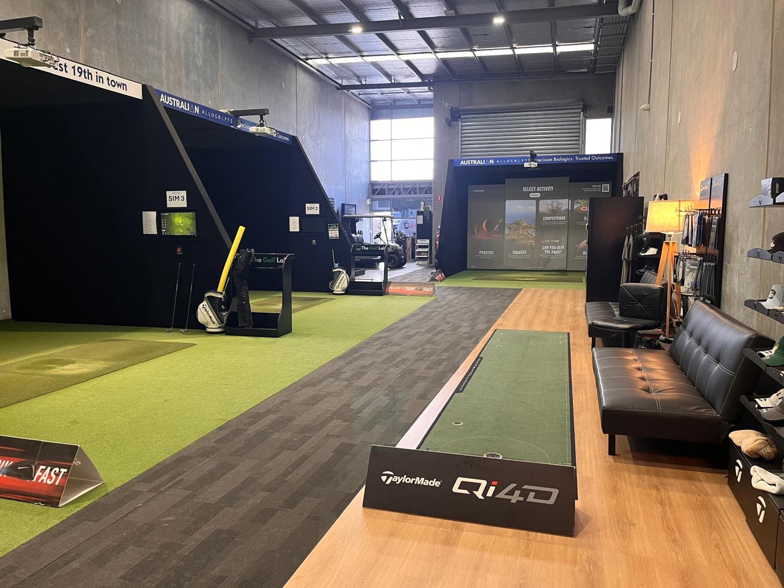 The Golf Lab indoor bays, lounge, putting run and full venue for exclusive hire