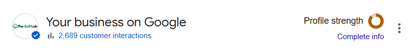 The Golf Lab Google Business Profile showing 2,689 interactions