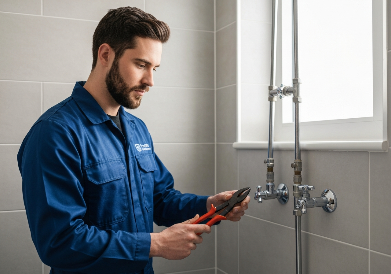 Plumber fixing a sink