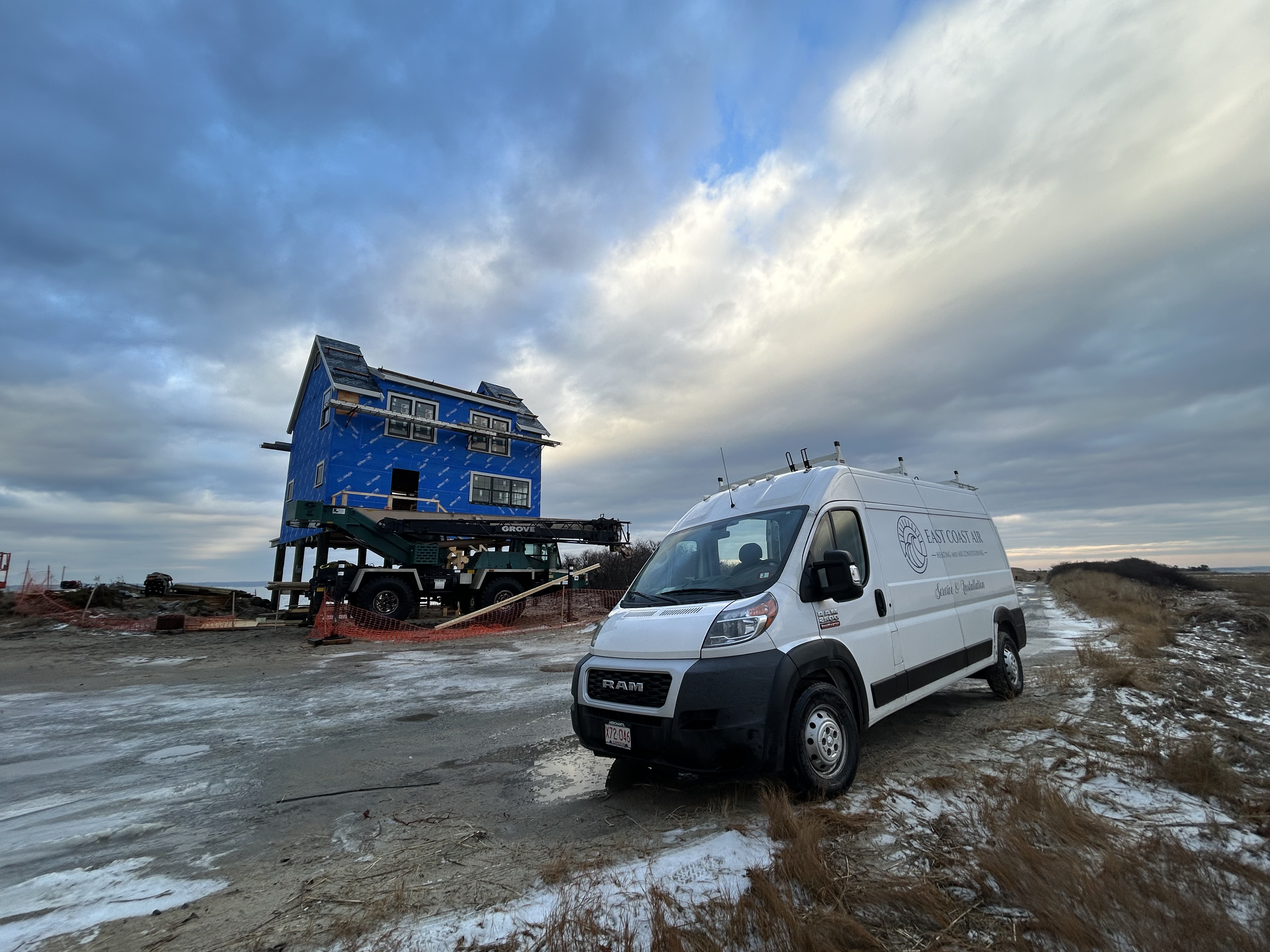 East Coast Air Service Van at Construction Site