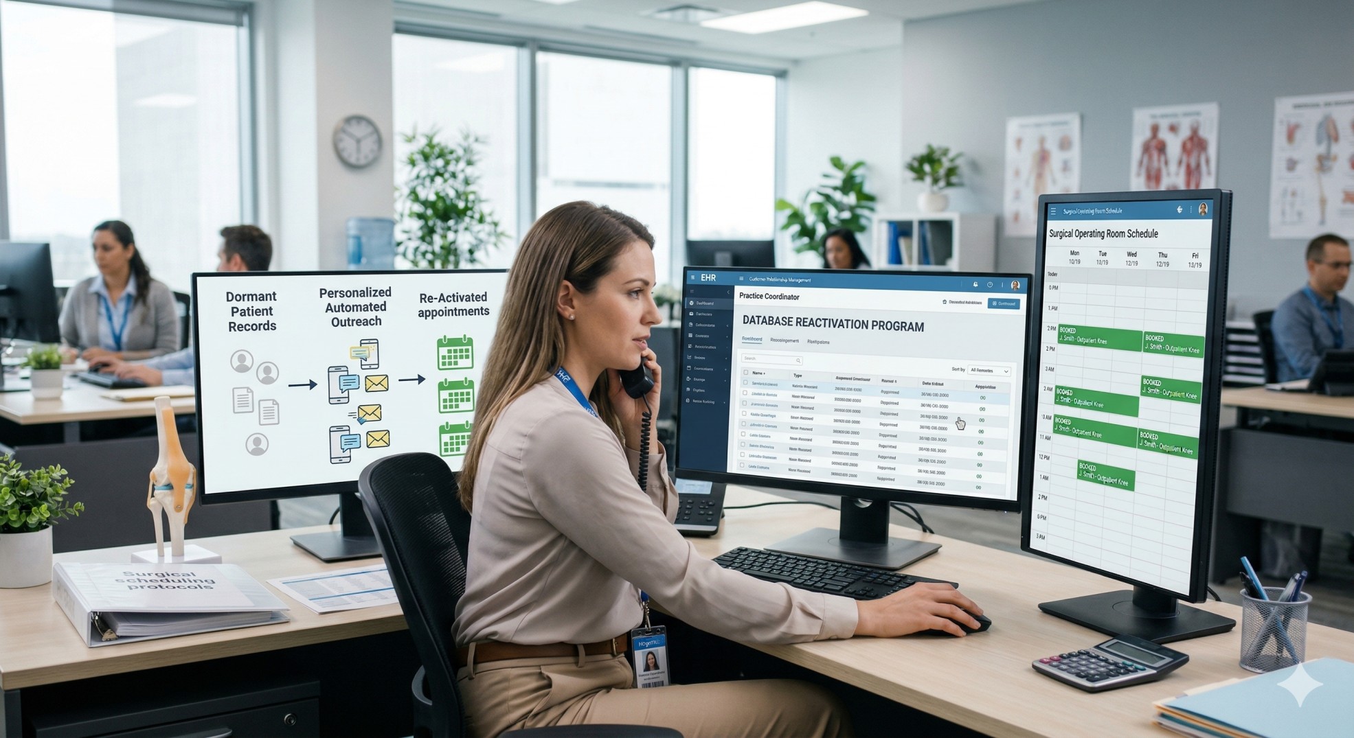 Medical database reactivation and patient re-engagement automation dashboard