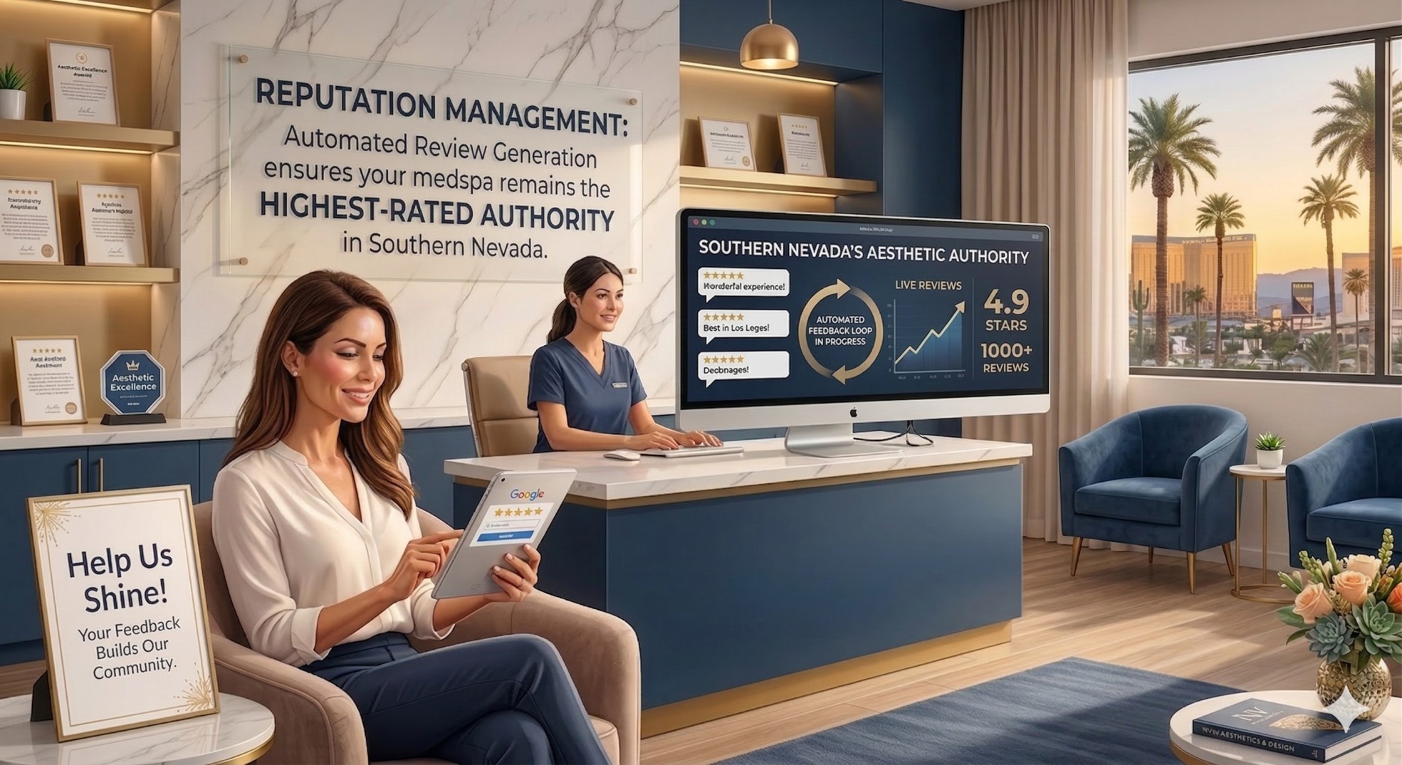 Automated 5-star review generation and reputation management for healthcare