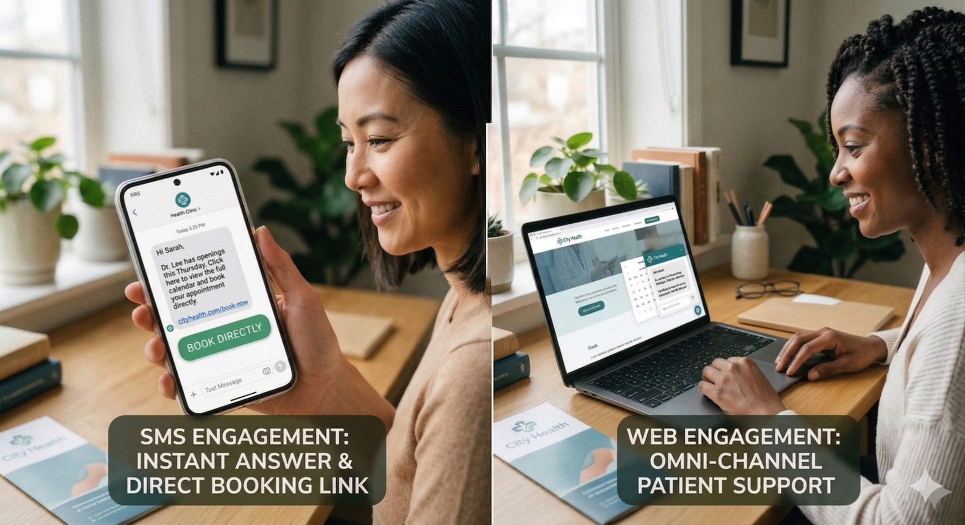 Conversational AI SMS and Web booking interface for medical practices