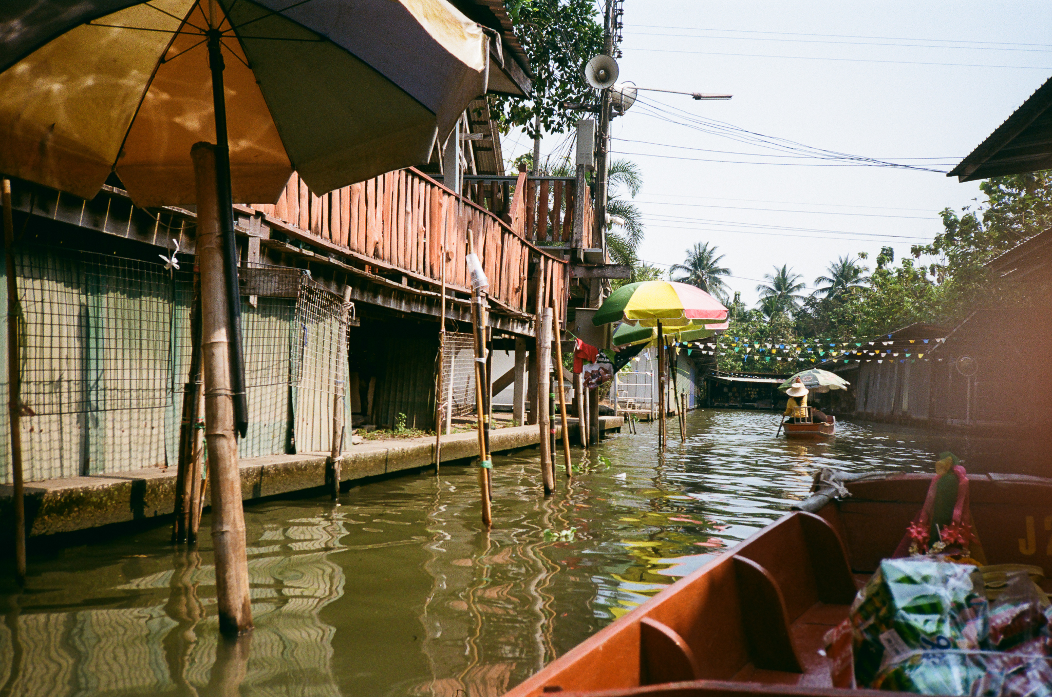 Golden moments in Thailand - Canal Village with Colorful Umbrellas