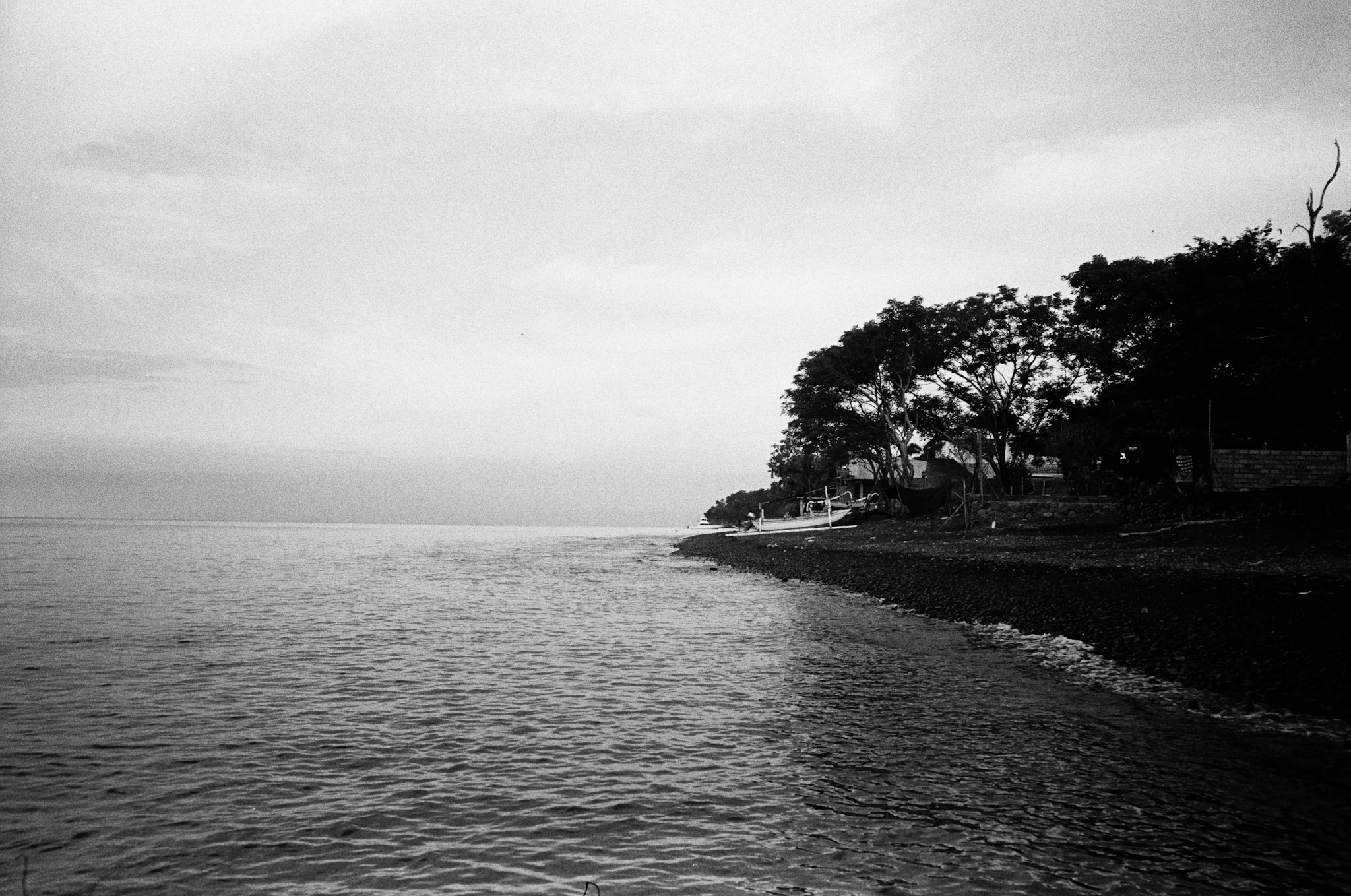Brother and Sisterhood - Coastal Shoreline with Boats B&W
