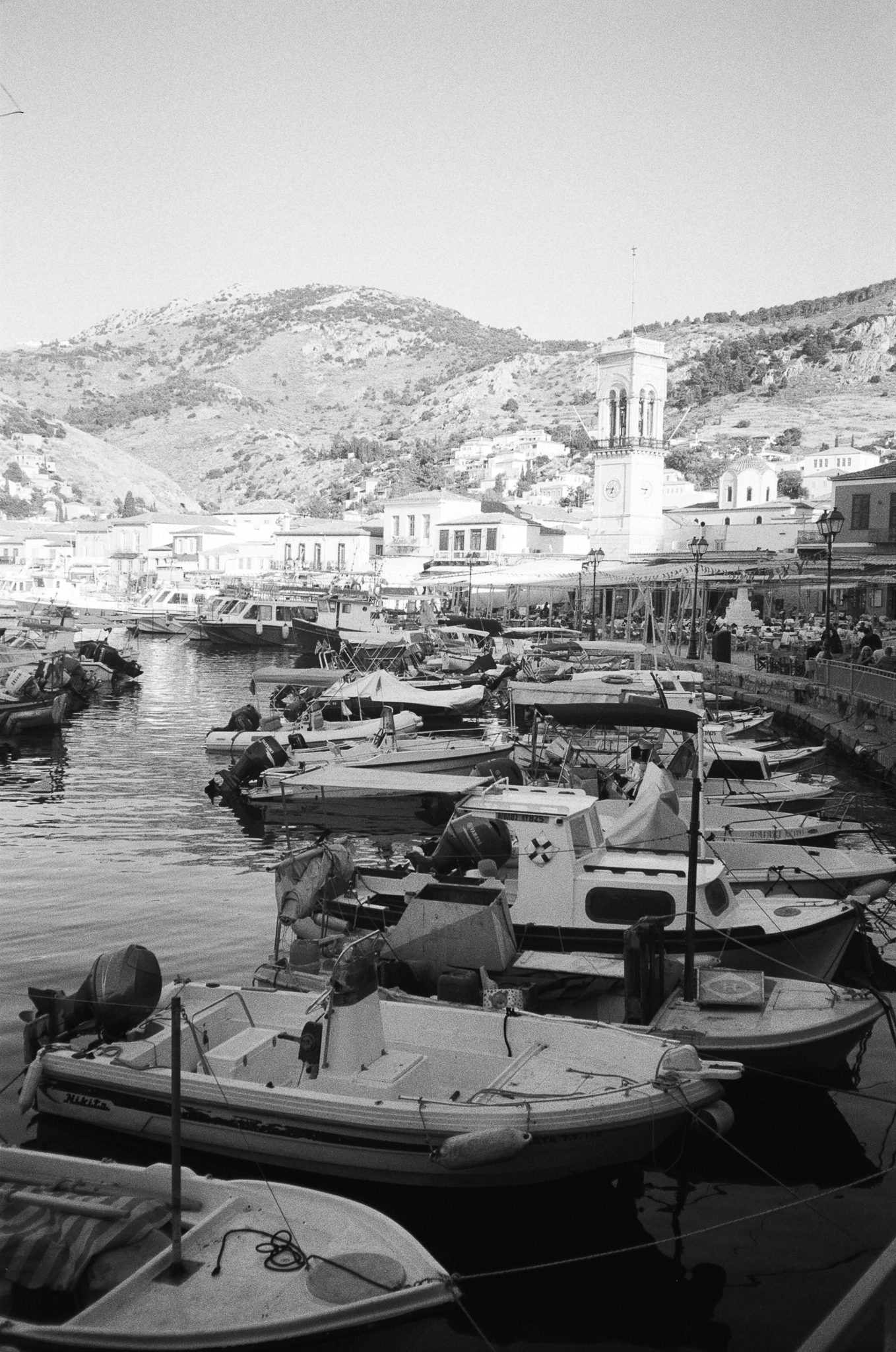 Stories of Greece - Harbor with Boats and Bell Tower