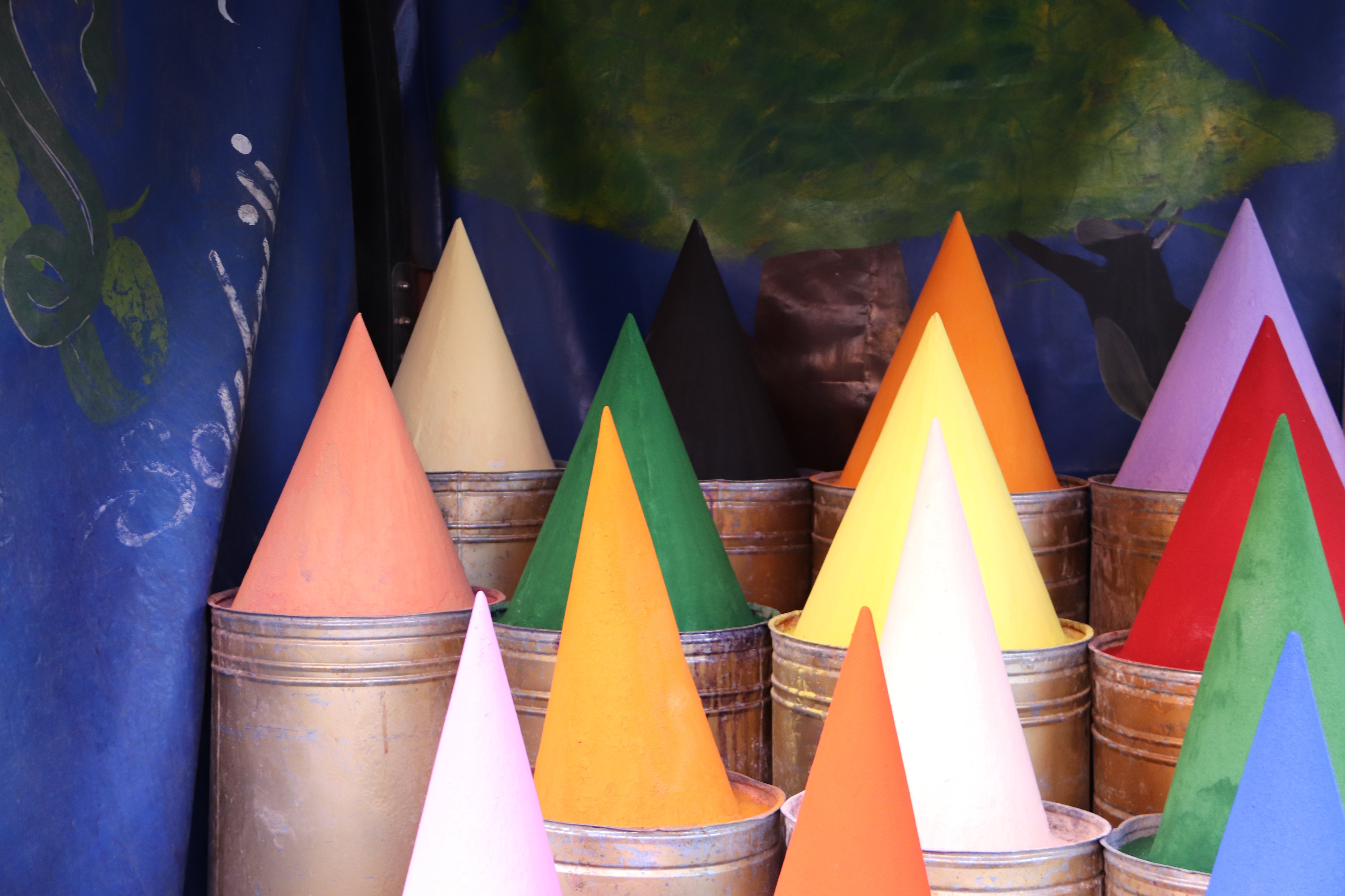 Morocco 2018 - Colorful Pigment and Spice Cones in Medina