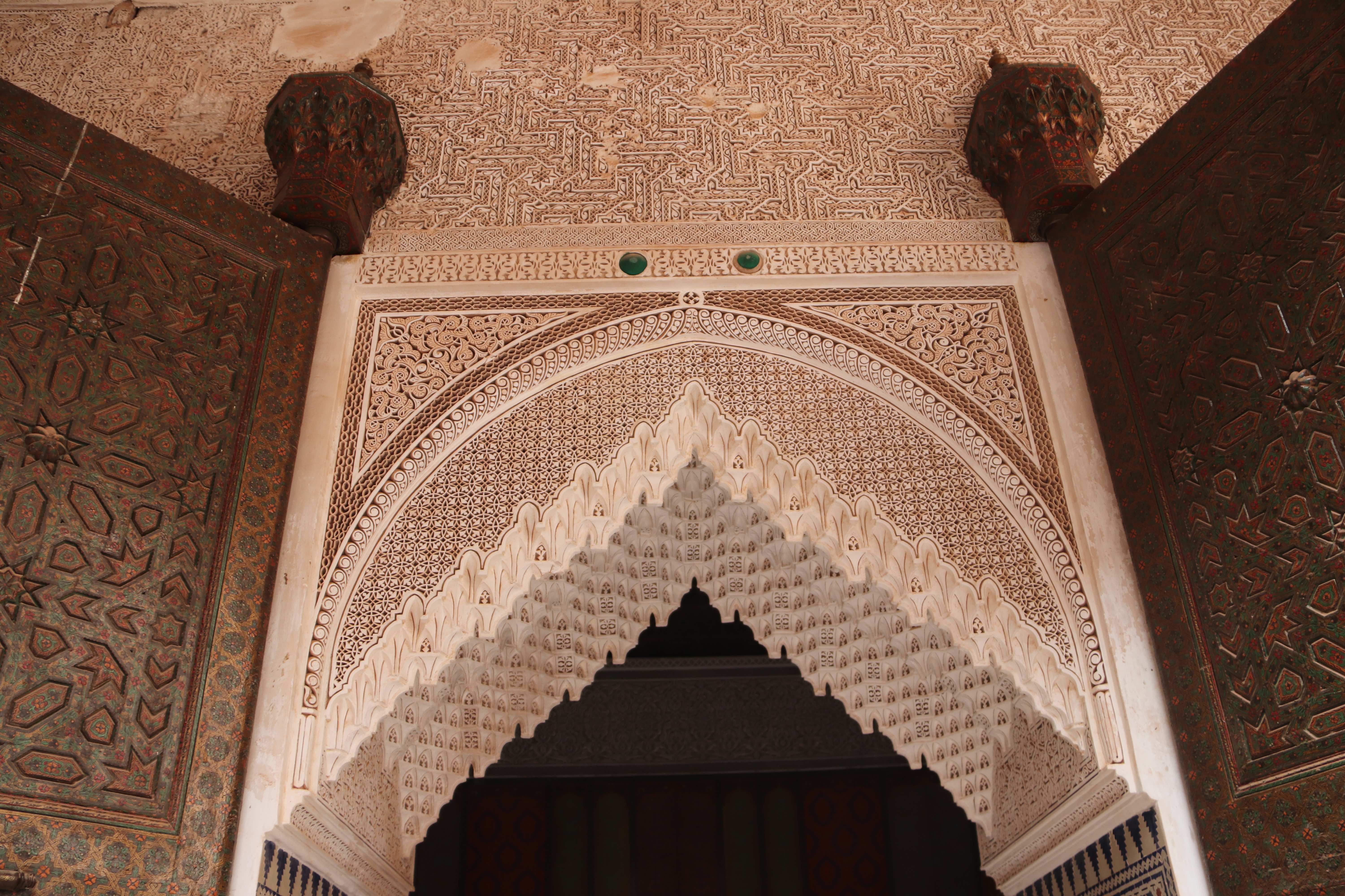 Morocco 2018 - Carved Stucco and Ornate Wooden Archway