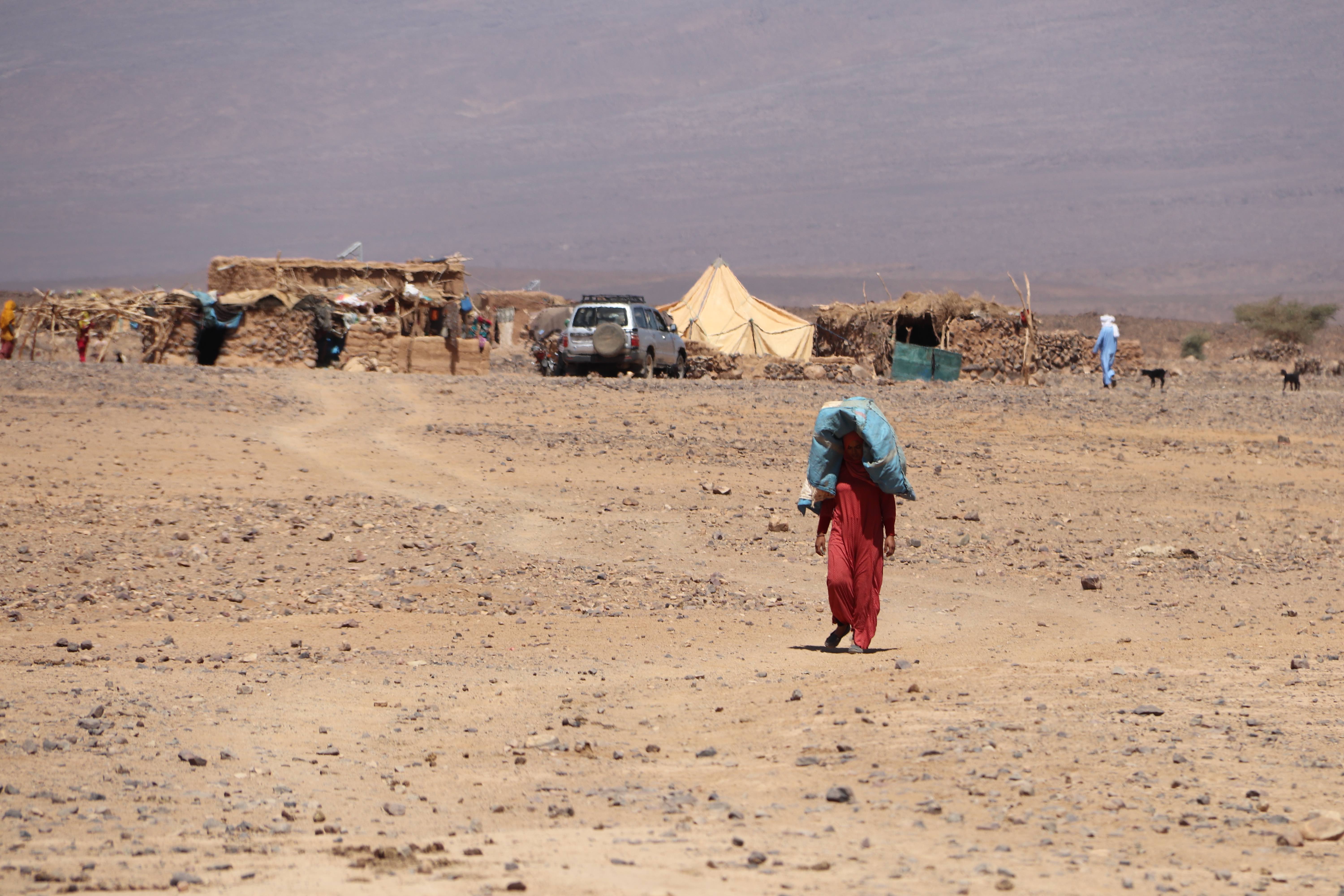 Morocco 2018 - Walking Across Desert Towards Settlement