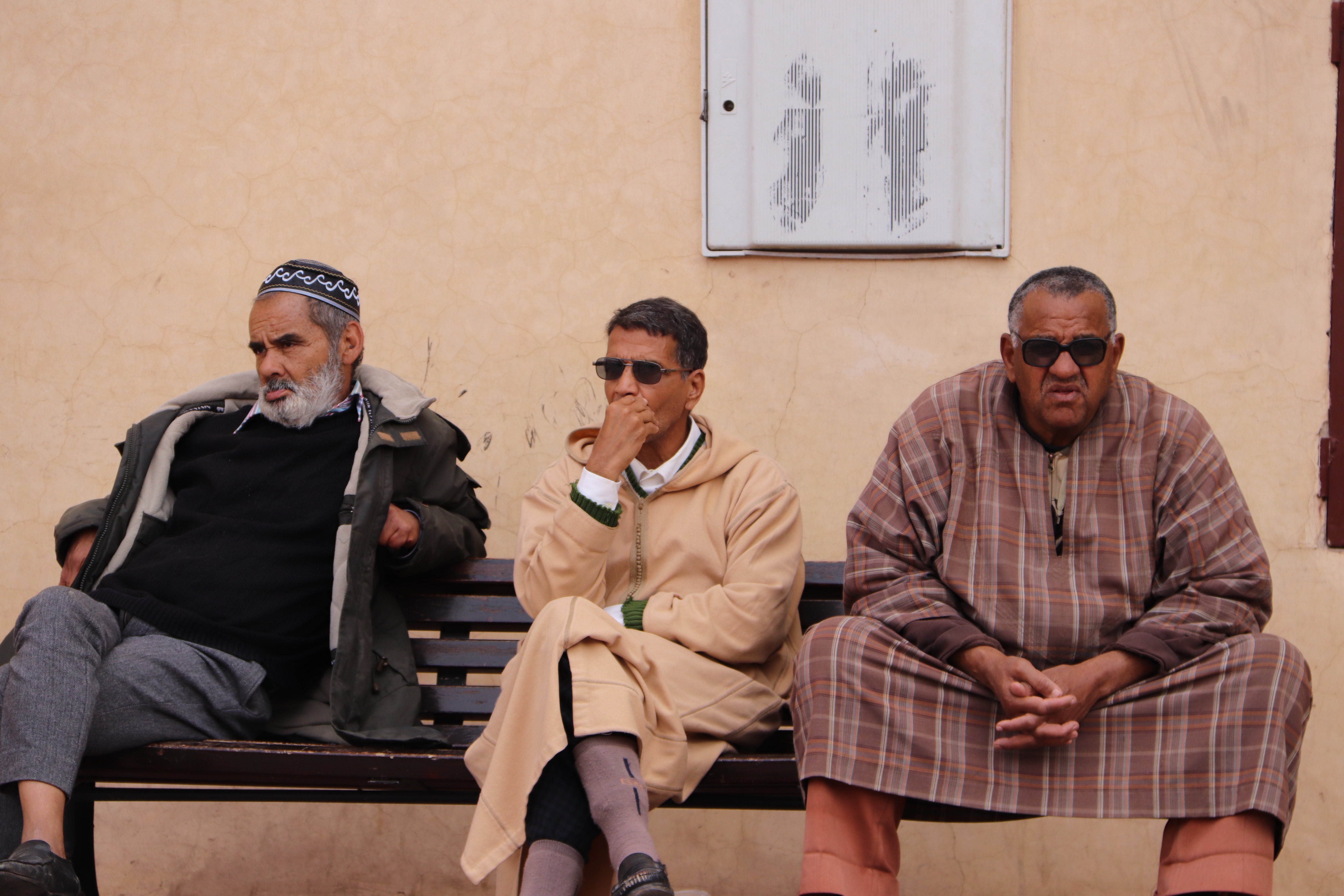 Morocco 2018 - Three Men Sitting on a Bench