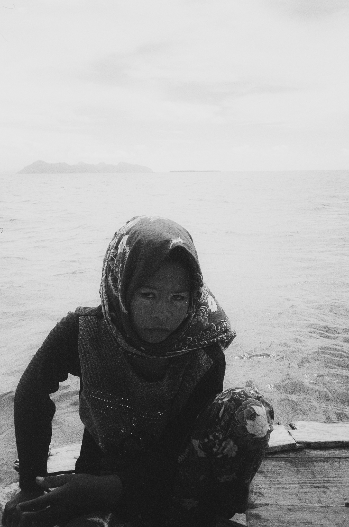 People of the Sea - Woman on Boat Close-up B&W