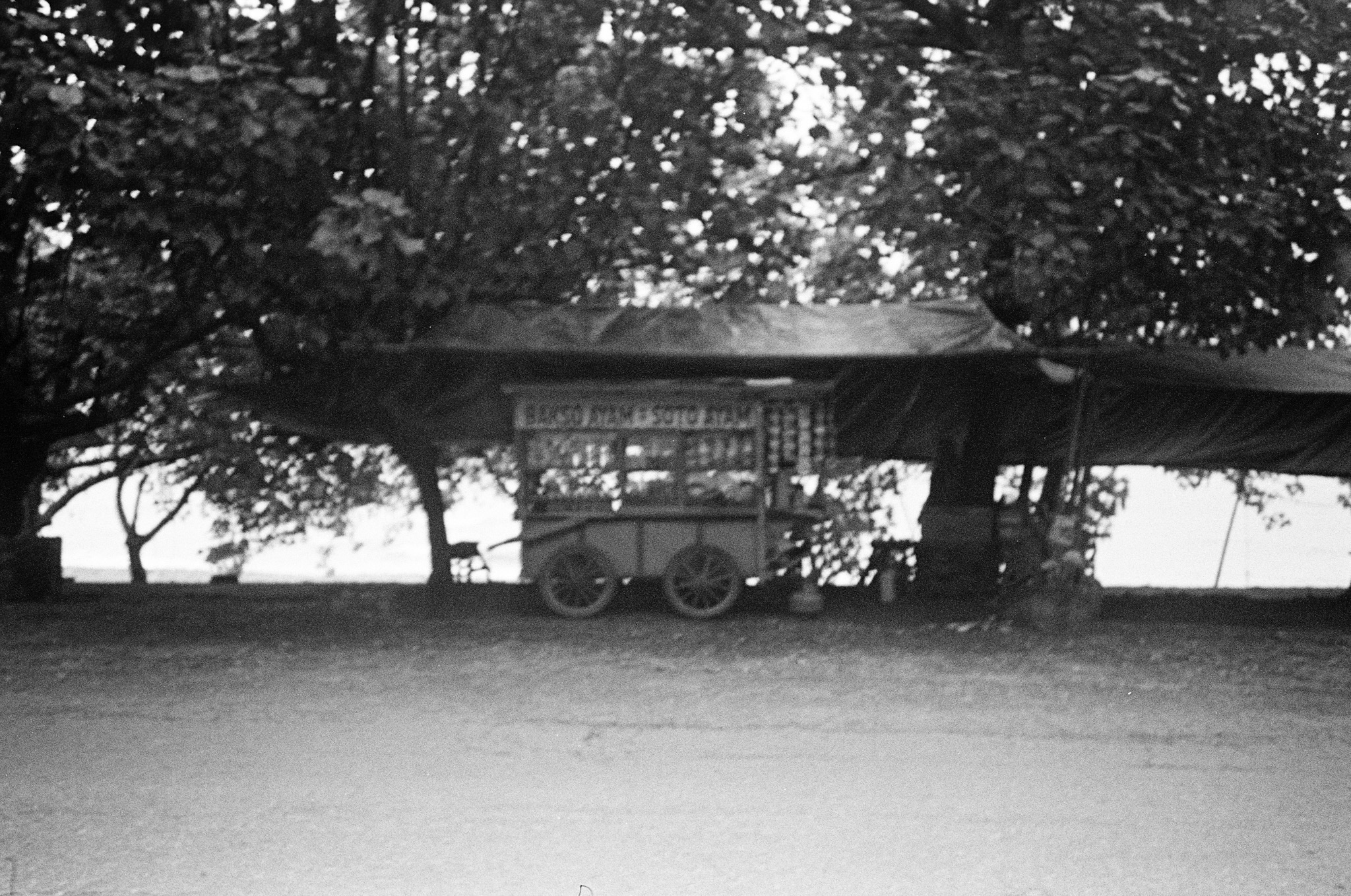 Island of the Gods - Food Cart Waterfront B&W