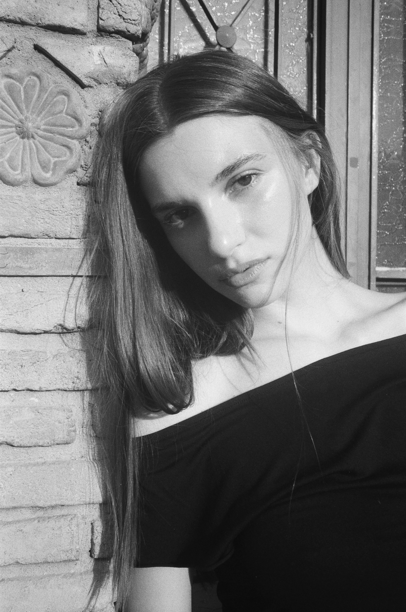 Stories of Greece - Portrait Close-up Brick Wall B&W