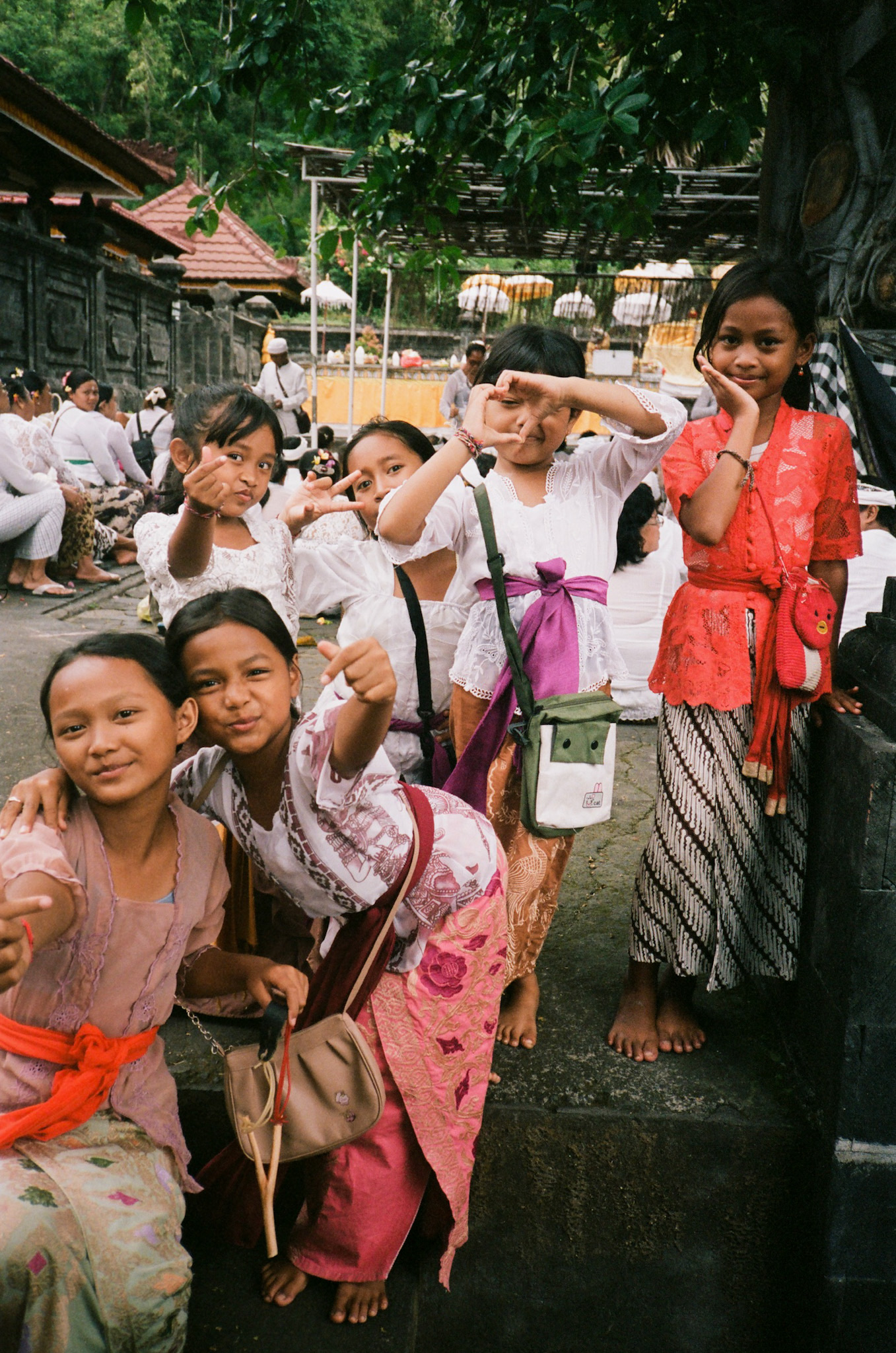 Balinese Ceremony - Children in Traditional Dress Making Gestures