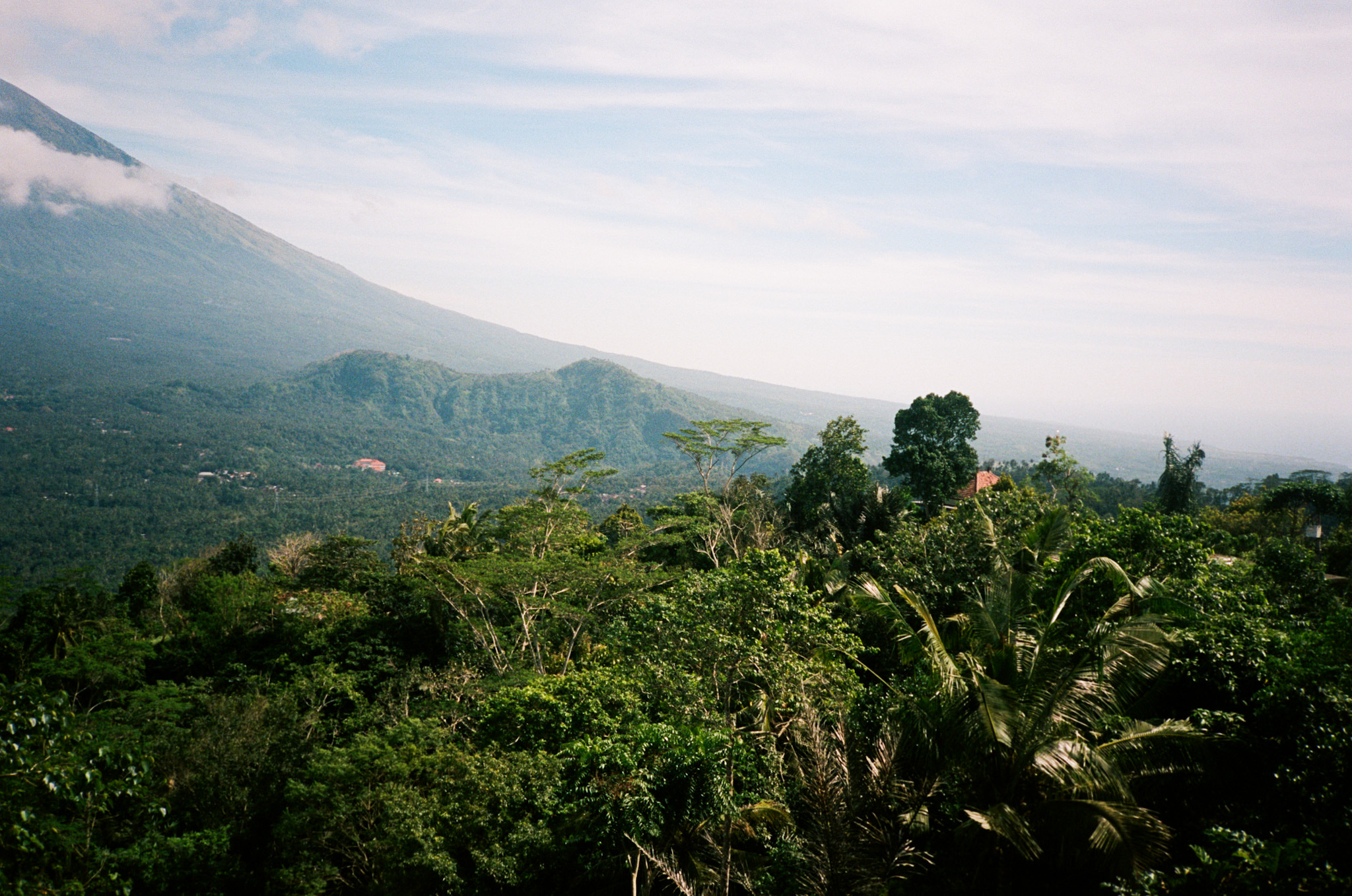 Island of the Gods - Green Mountain Landscape with Jungle and Volcano
