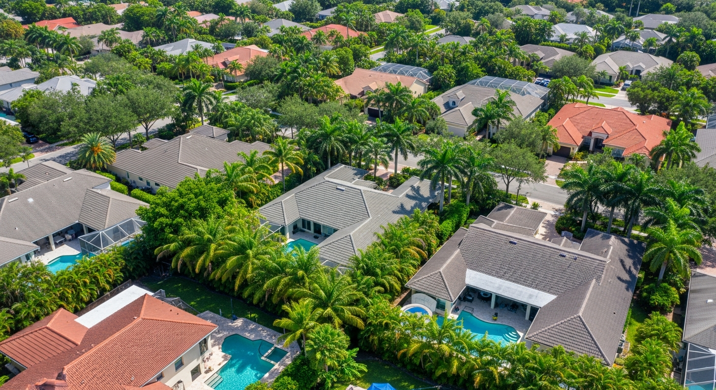 Florida home roof from above