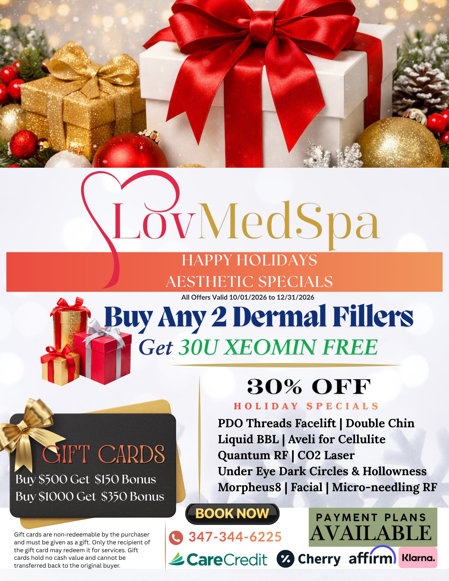 Lov MedSpa Happy Holidays Aesthetic Specials