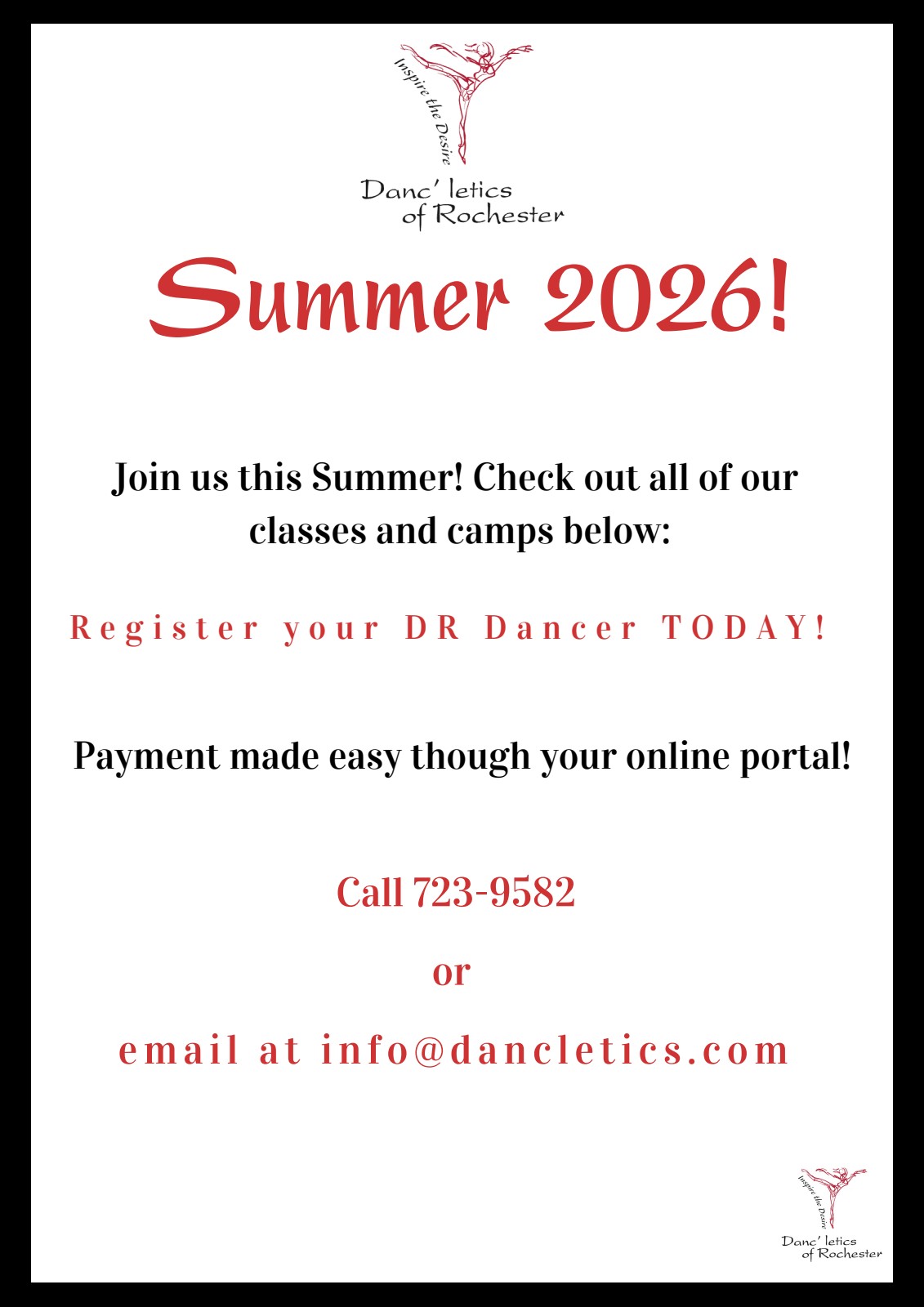 Summer 2026 Dance Classes & Camps at Danc'letics of Rochester - Click to view full schedule