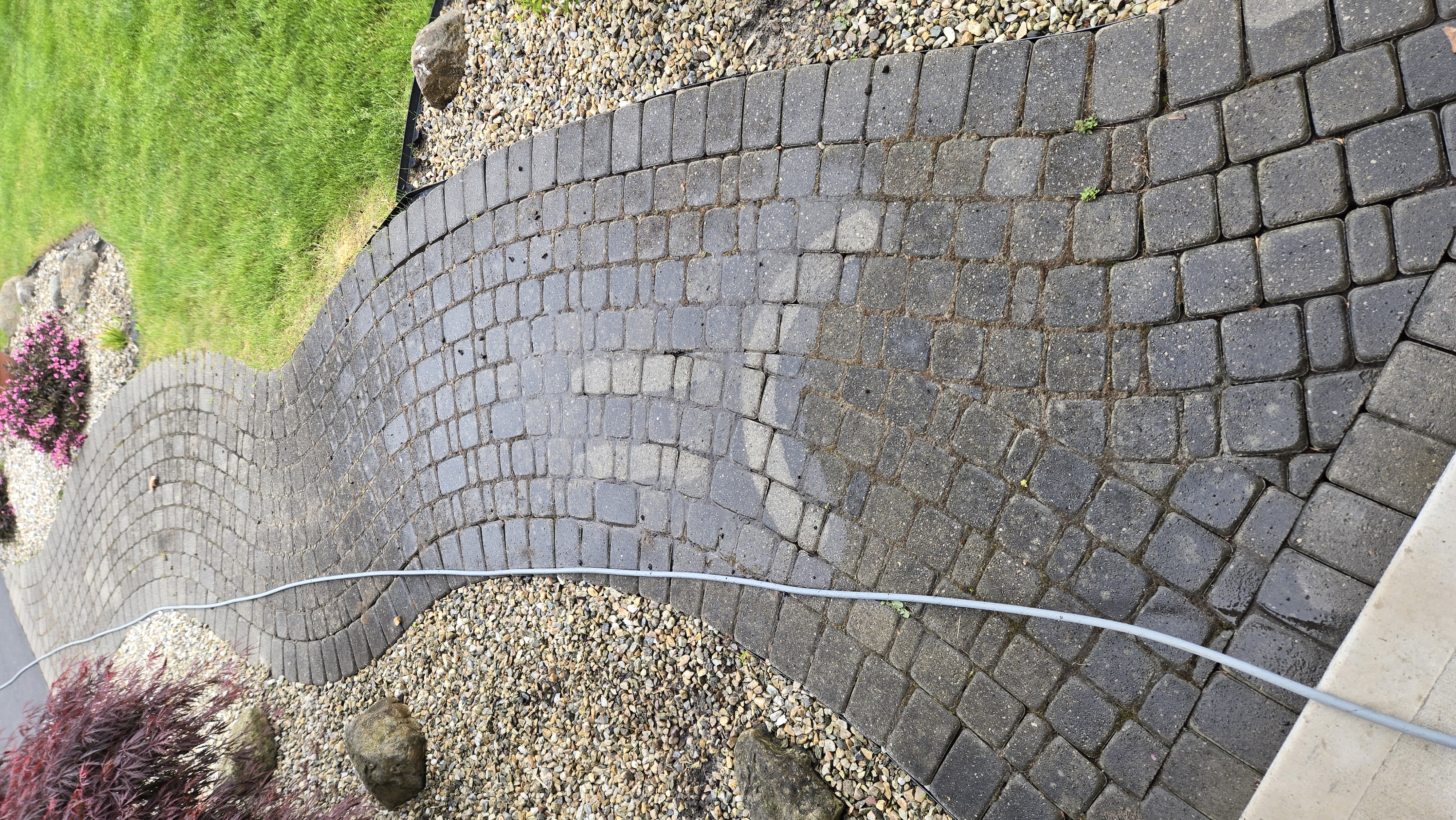 Property after pressure washing cleaning