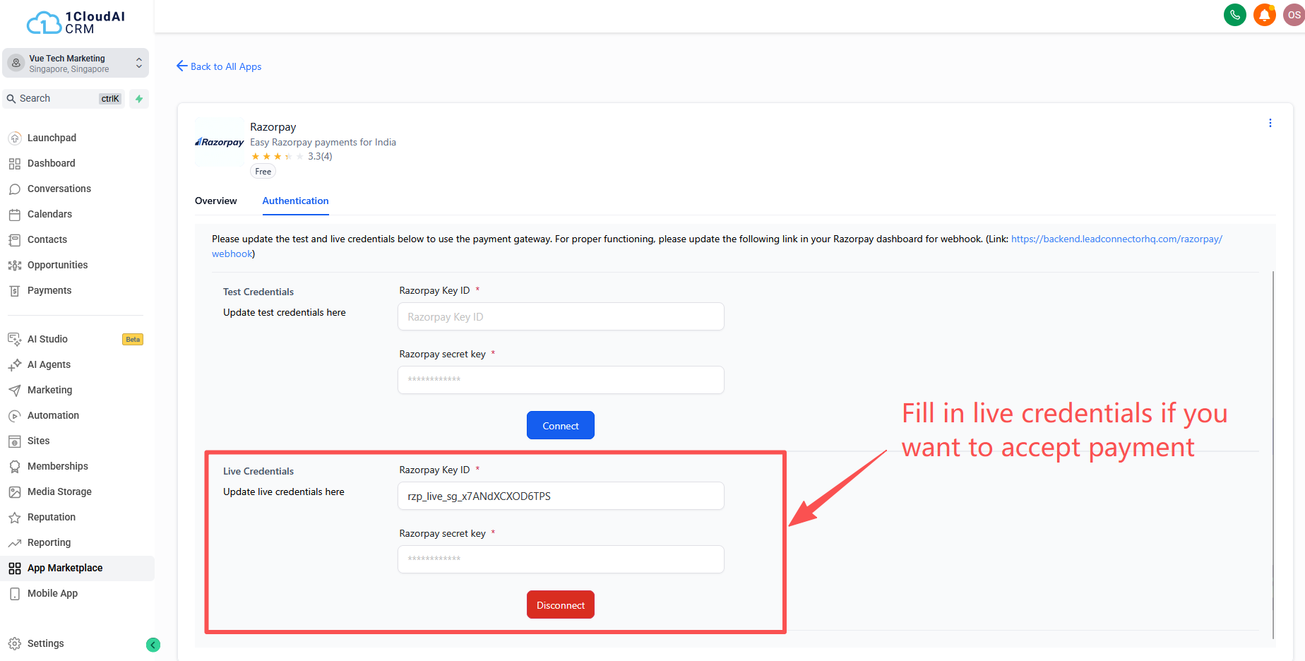 Auth page