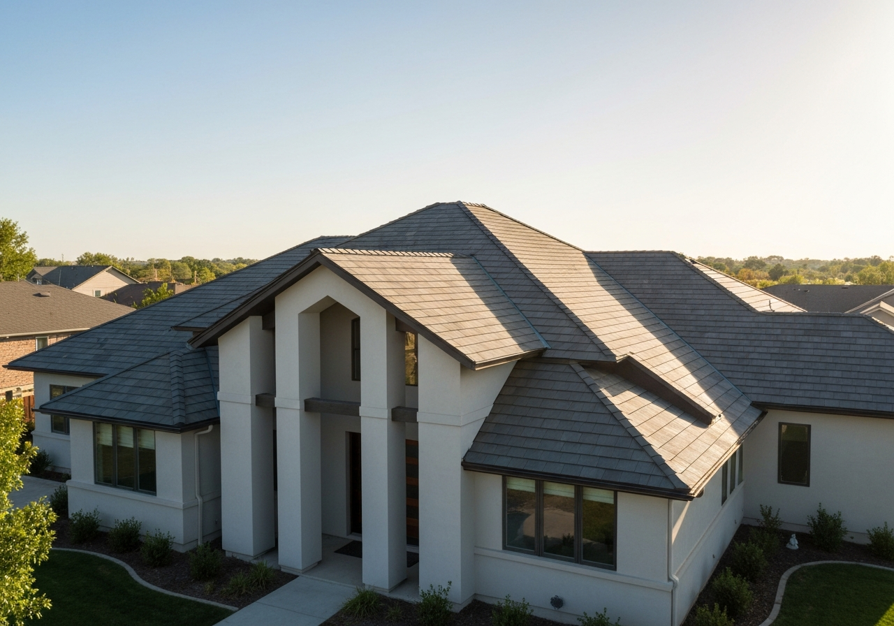 Modern roof being inspected