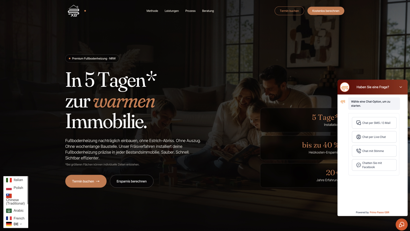 Nachher: Smart Premium Webseite für XB Fußbodenheizung
