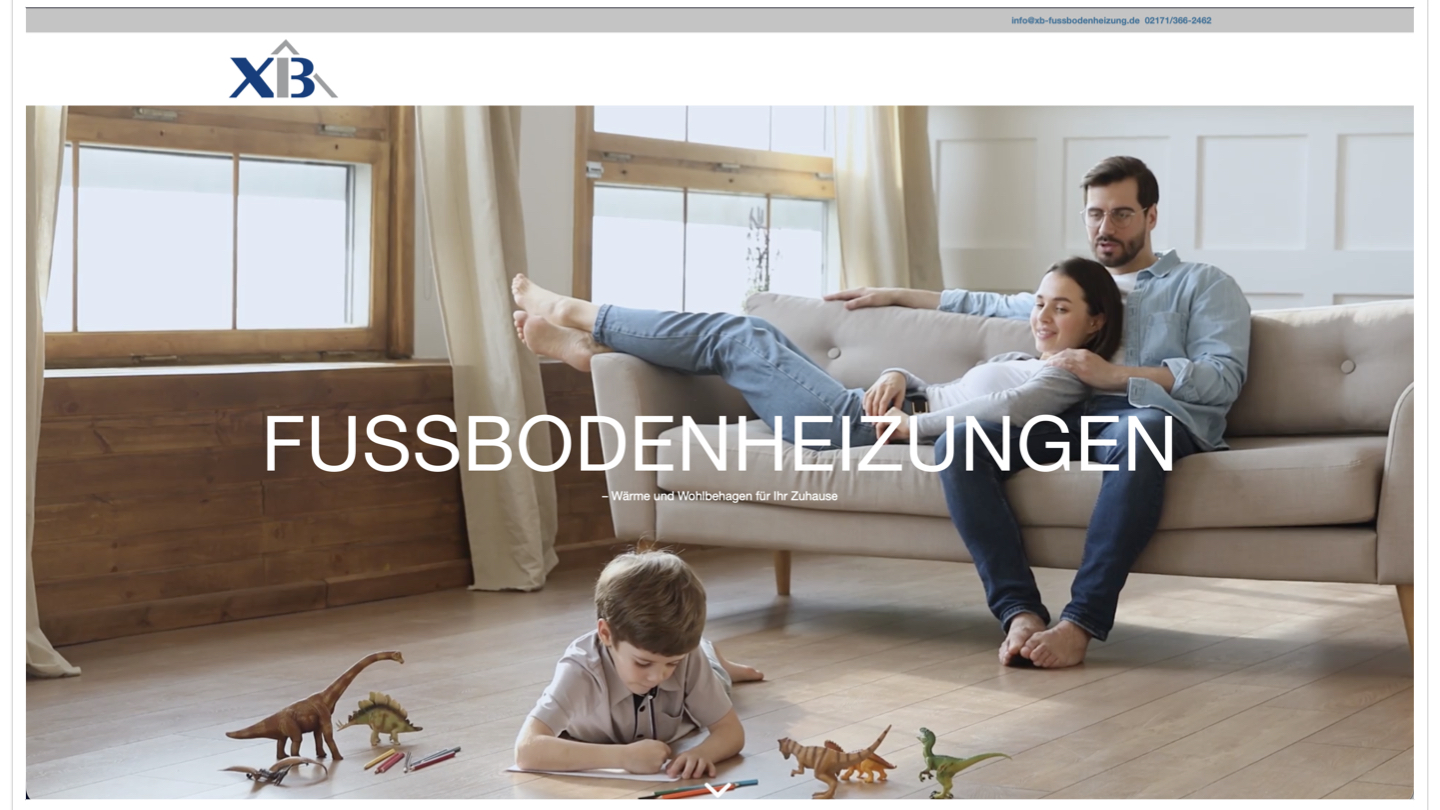 Vorher: Alte Webseite für XB Fußbodenheizung