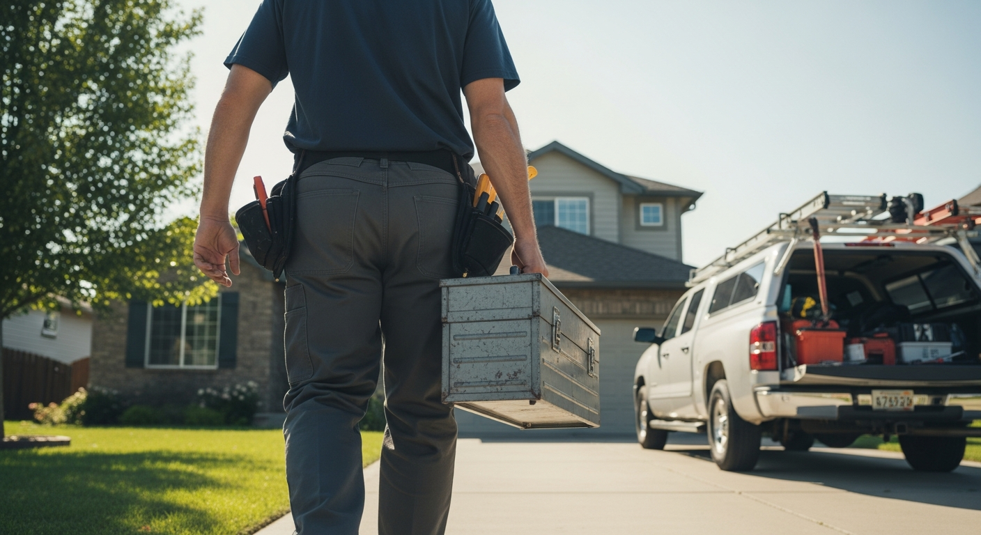 Handyman arriving at a home