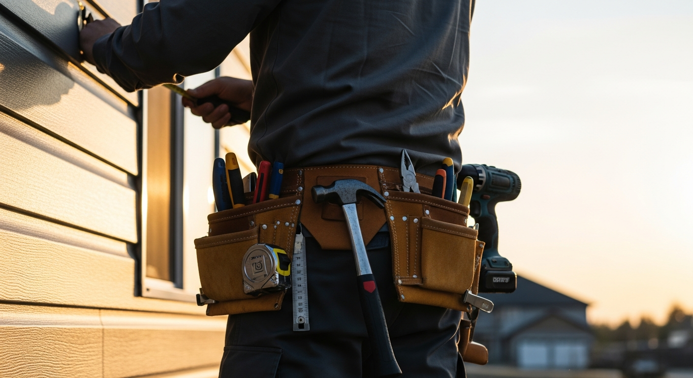 Handyman working from behind
