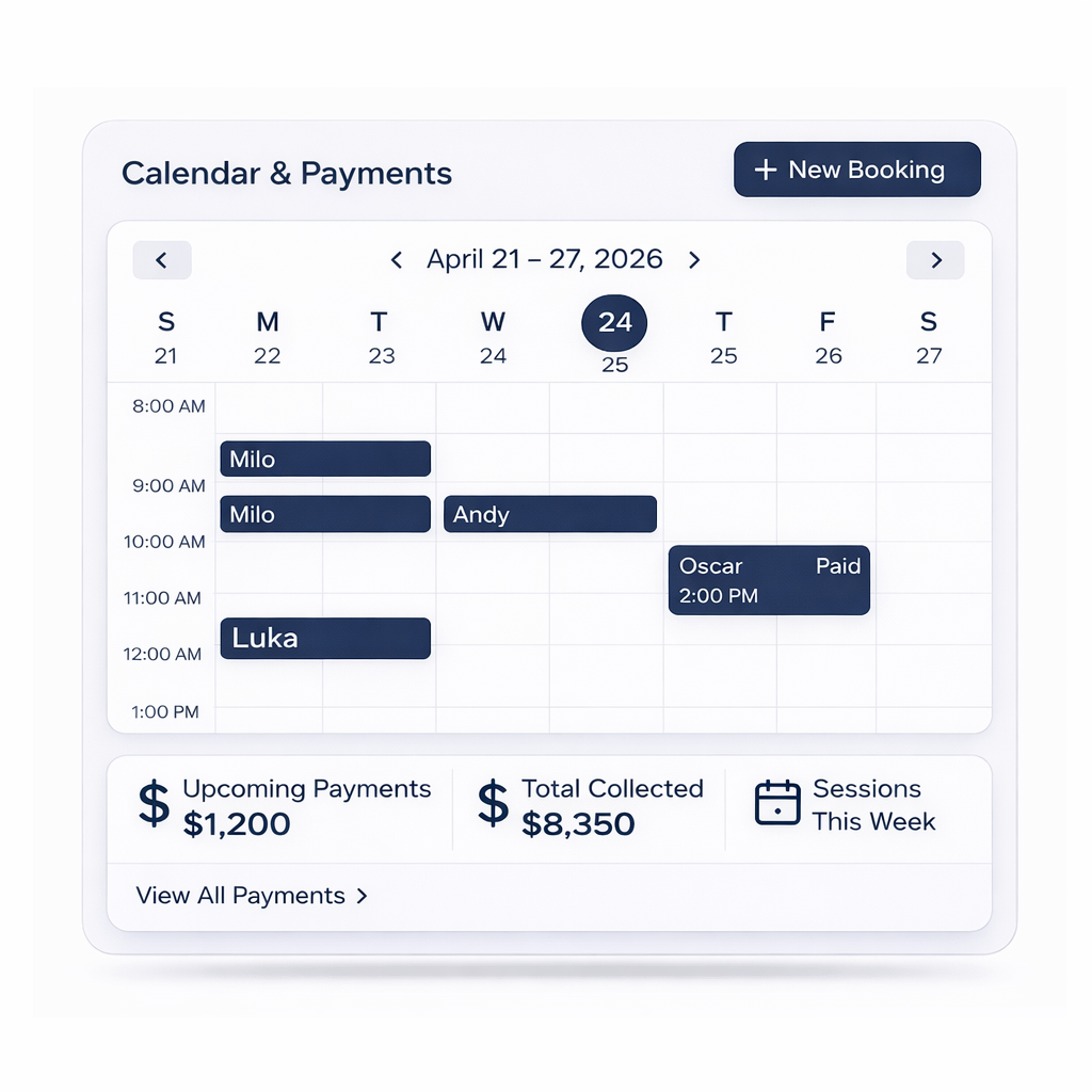 Booking and Payments Calendar