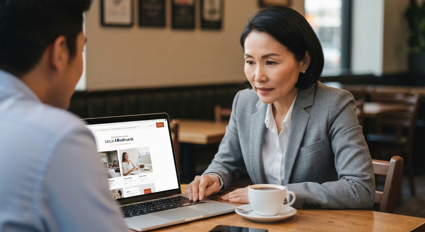 Los Angeles web designer consulting with local small business owner