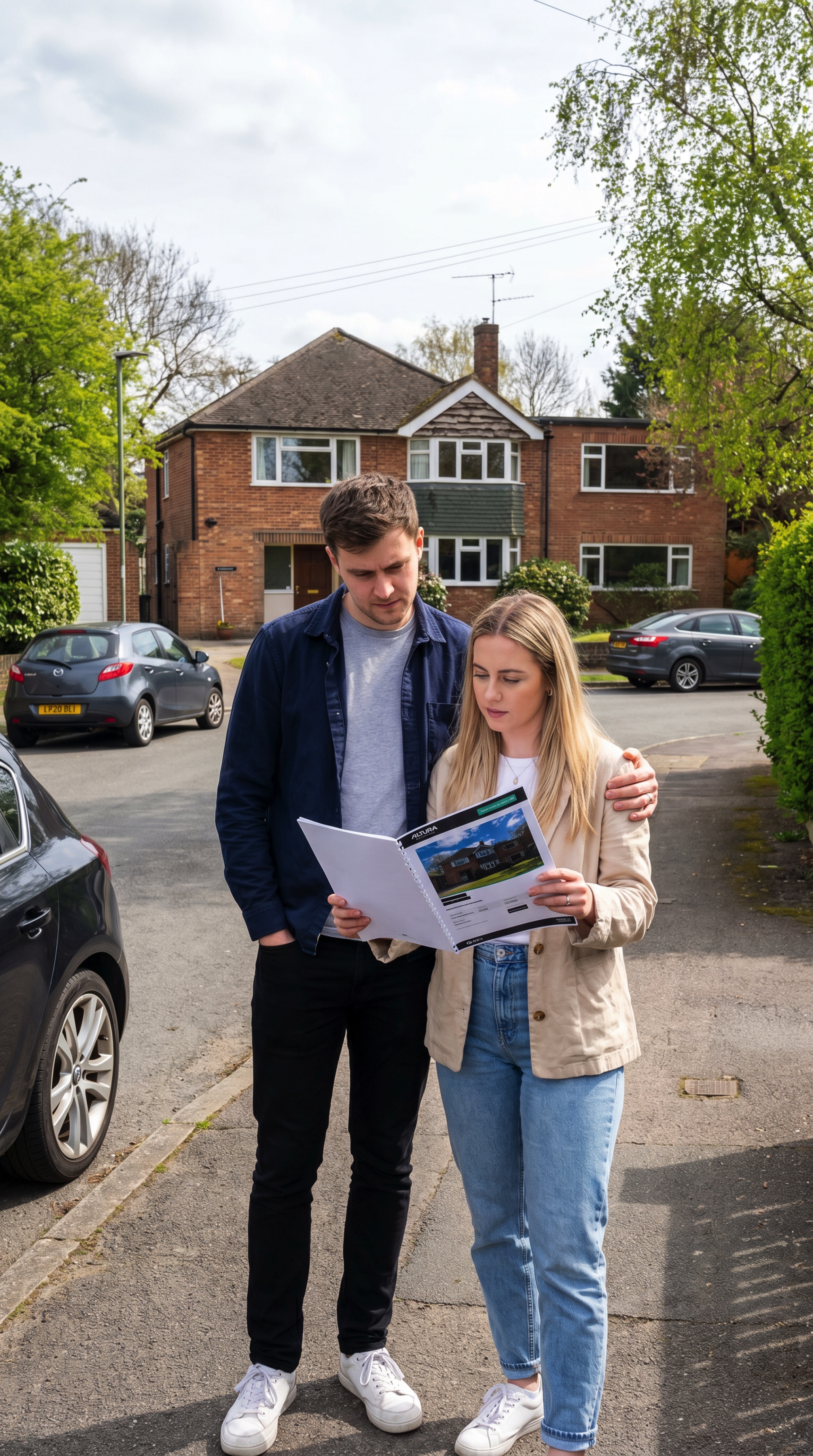 Young couple reading their RICS home survey report